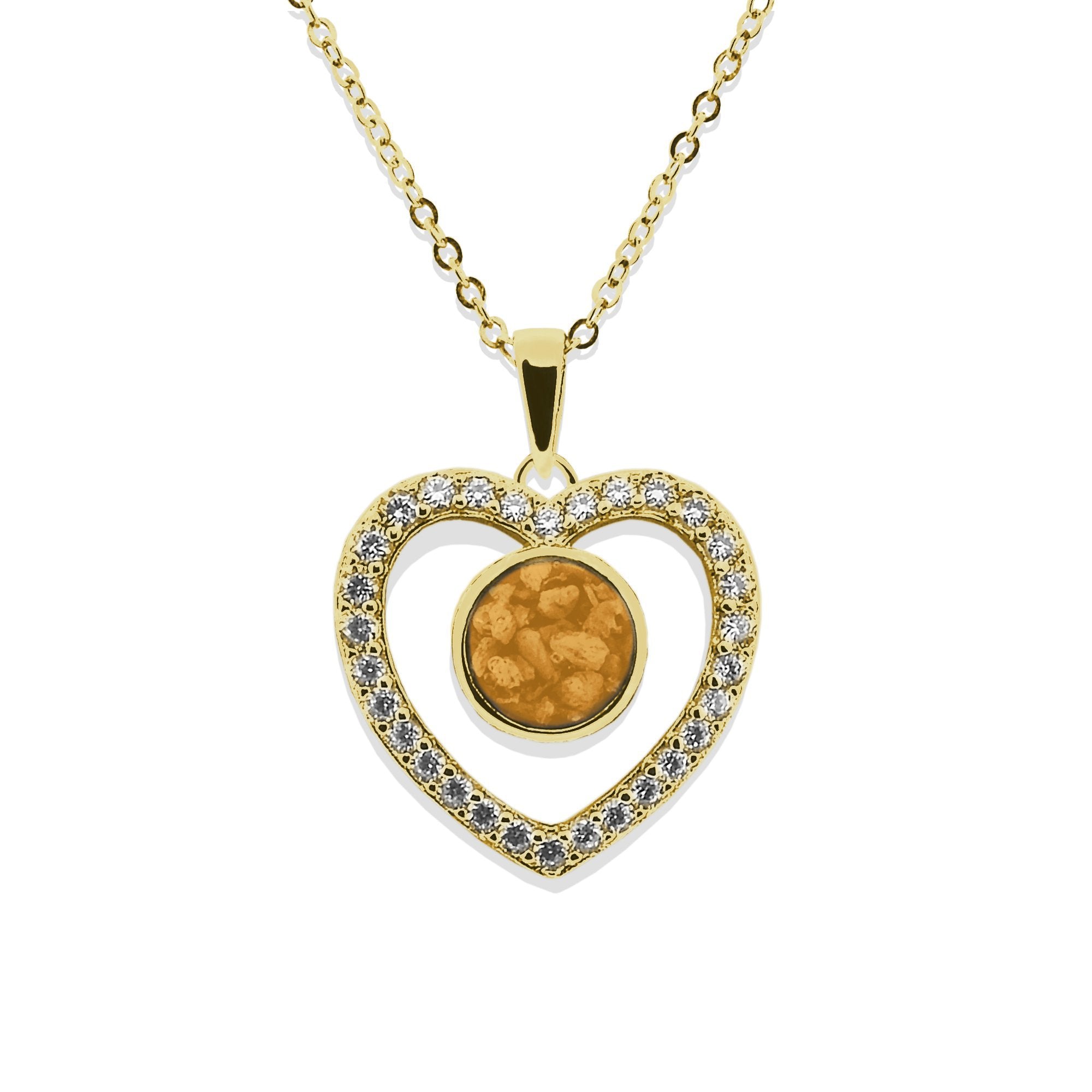 EverWith Ladies Forever Memorial Ashes Pendant with Fine Crystals 9k Yellow Gold Orange