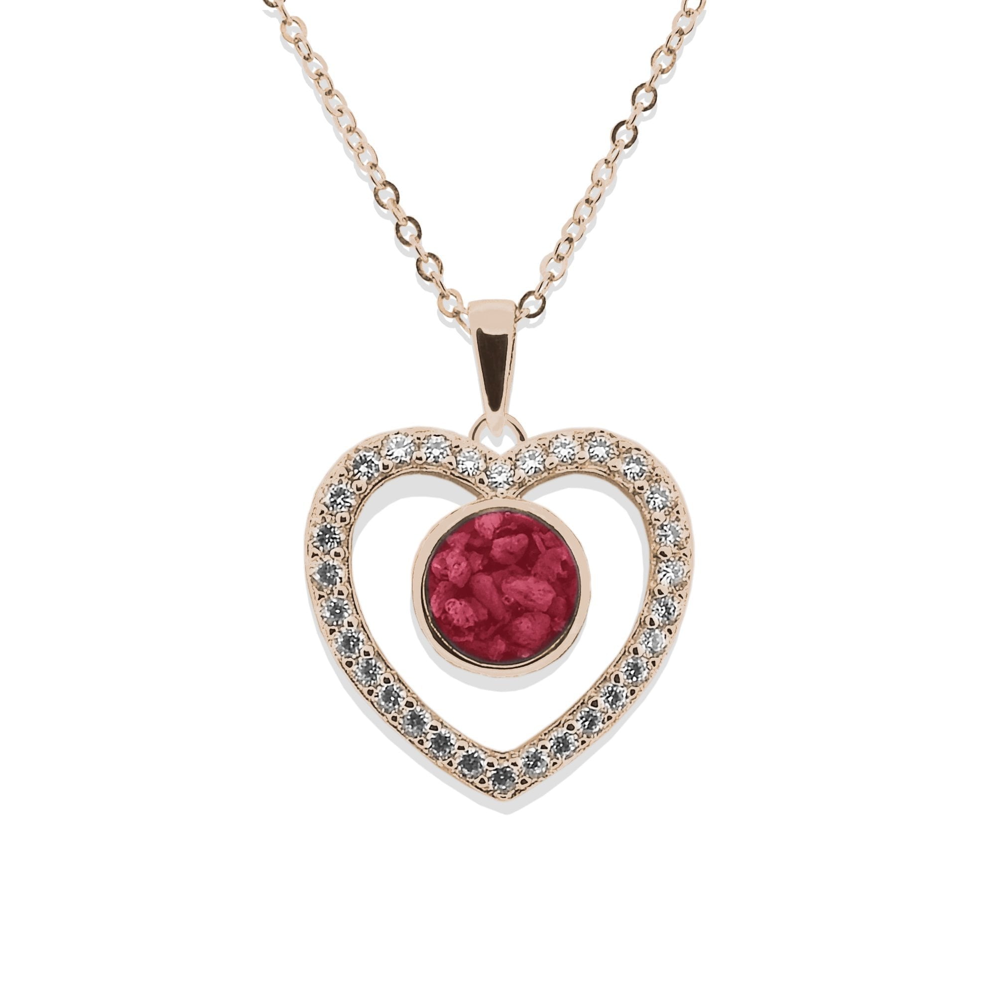 EverWith Ladies Forever Memorial Ashes Pendant with Fine Crystals 9k Rose Gold Red