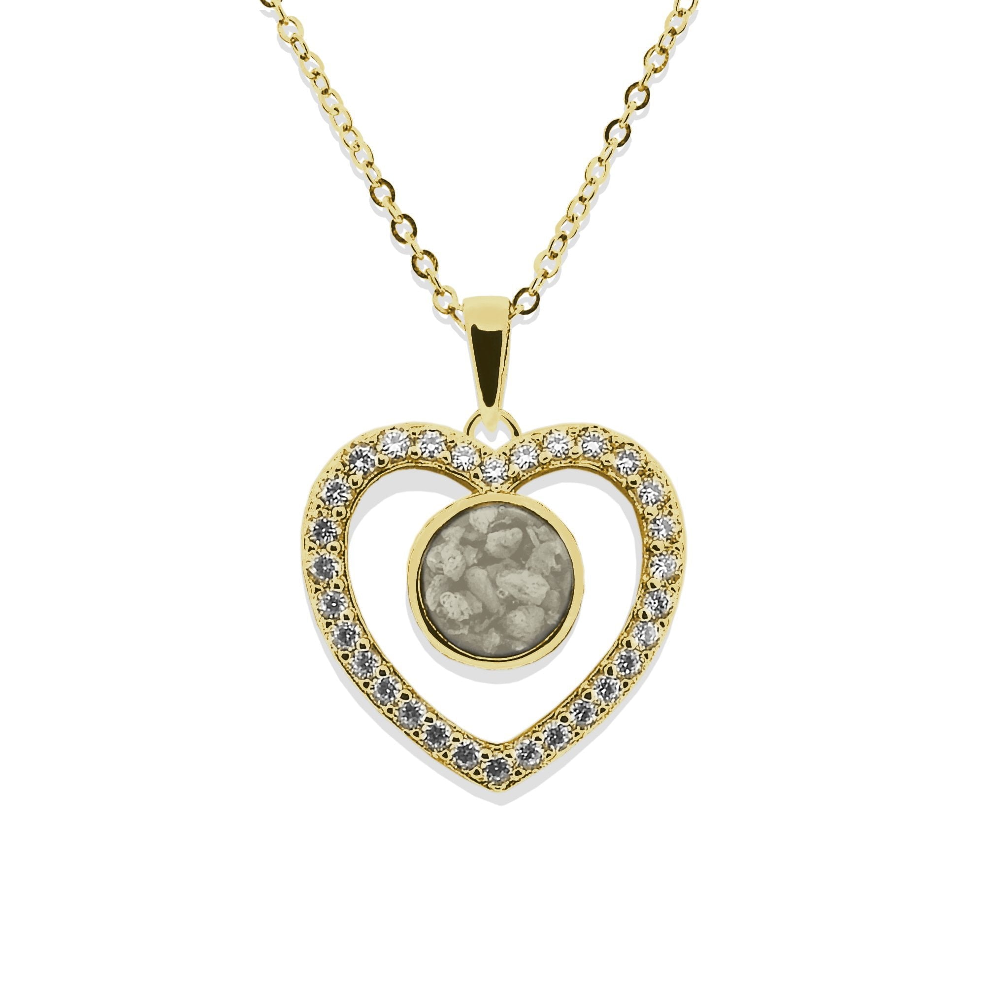 EverWith Ladies Forever Memorial Ashes Pendant with Fine Crystals 9k Yellow Gold Transparent