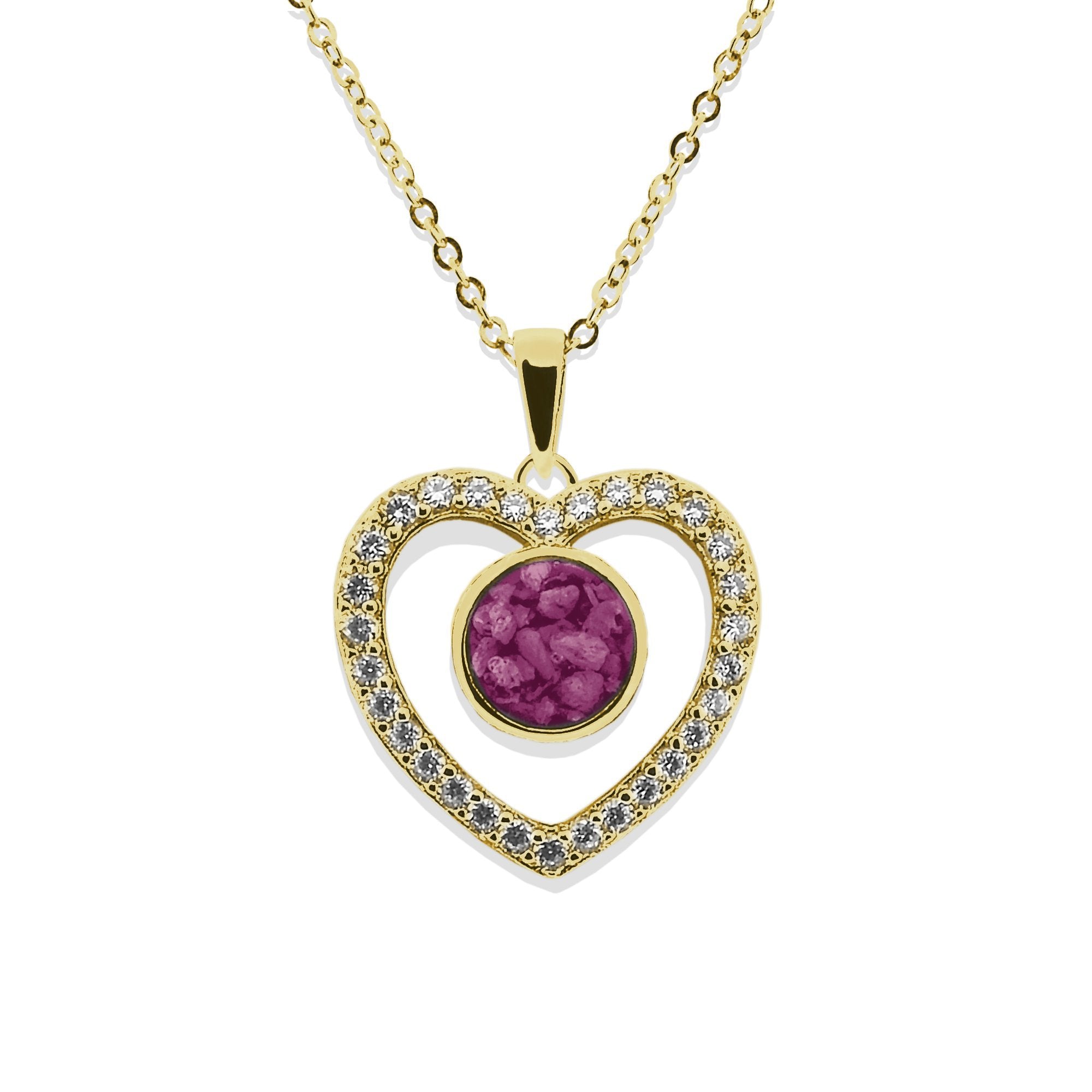 EverWith Ladies Forever Memorial Ashes Pendant with Fine Crystals 9k Yellow Gold Violet