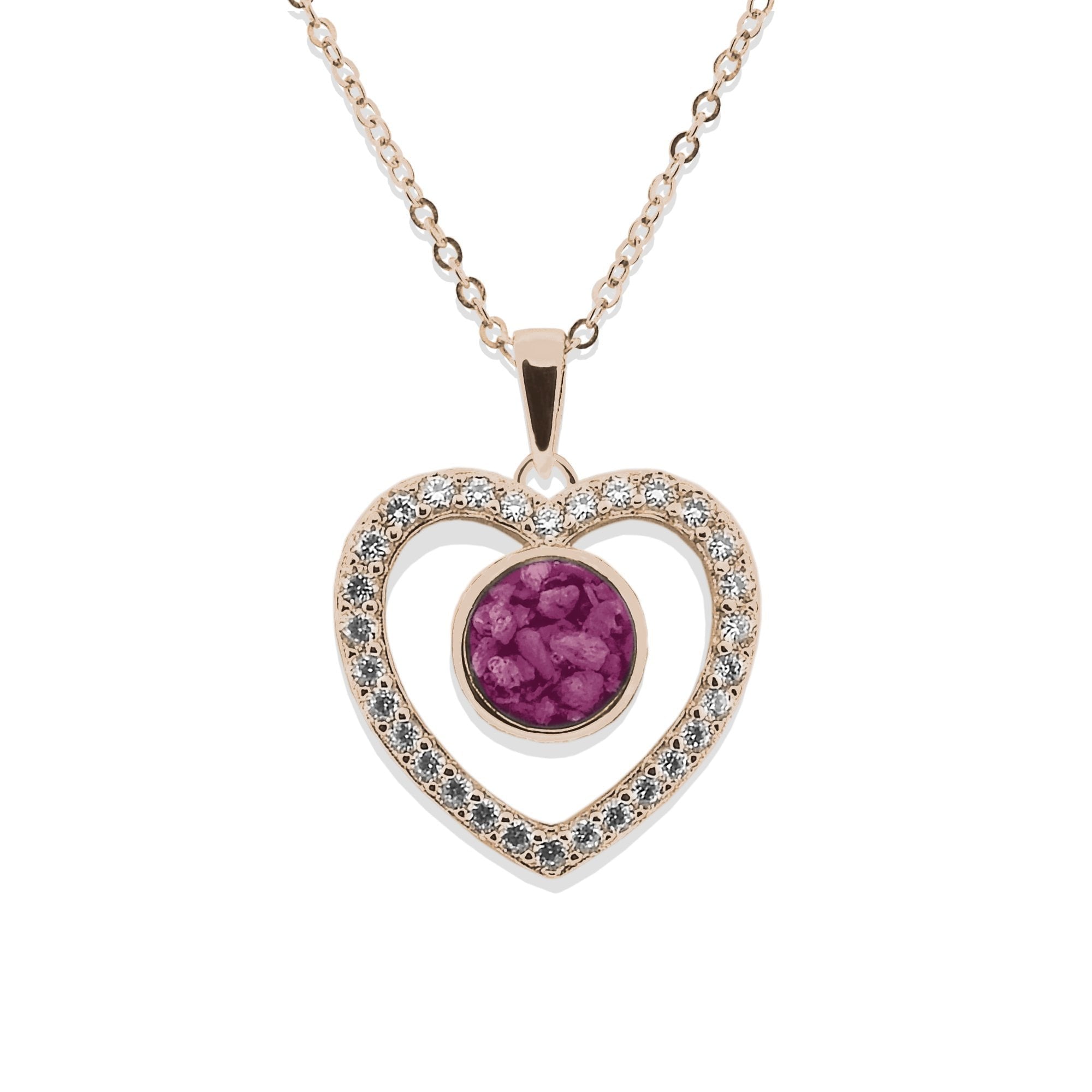 EverWith Ladies Forever Memorial Ashes Pendant with Fine Crystals 9k Rose Gold Violet