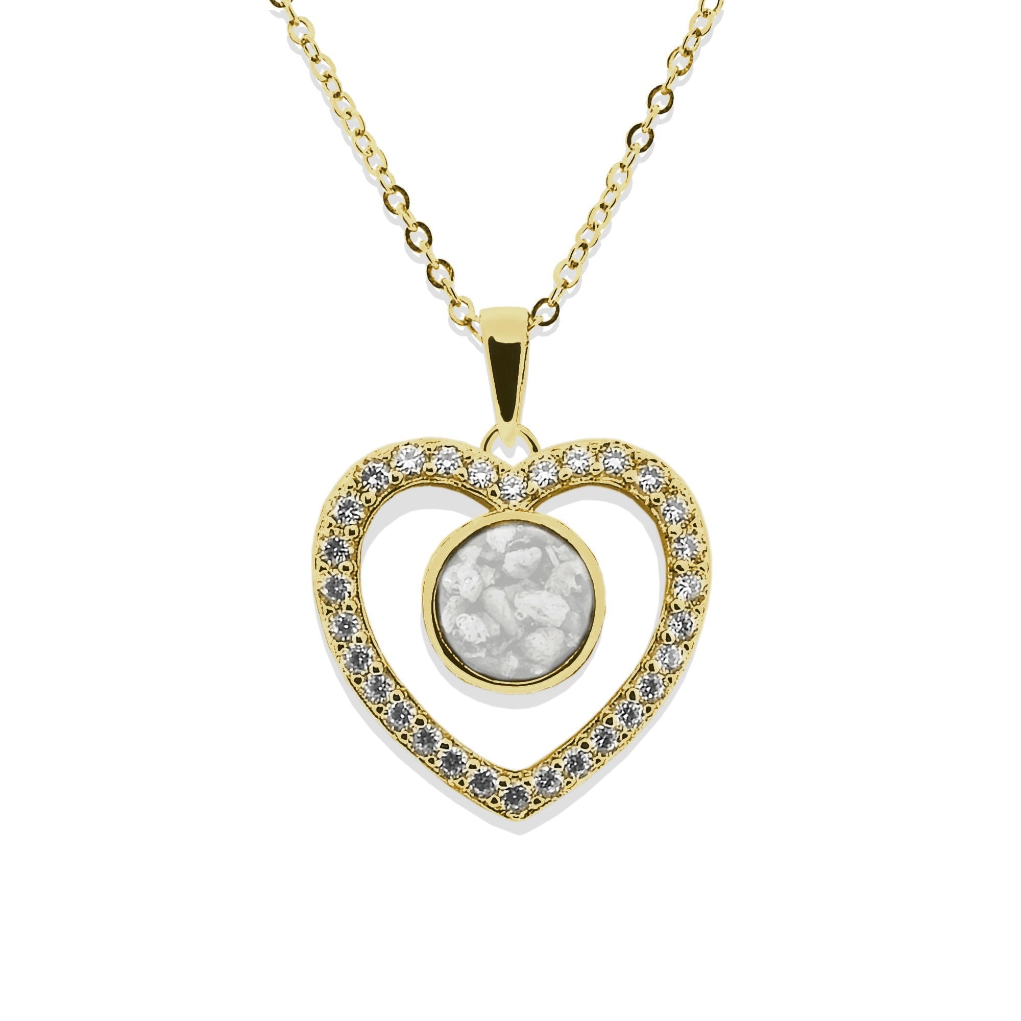 EverWith Ladies Forever Memorial Ashes Pendant with Fine Crystals 9k Yellow Gold White