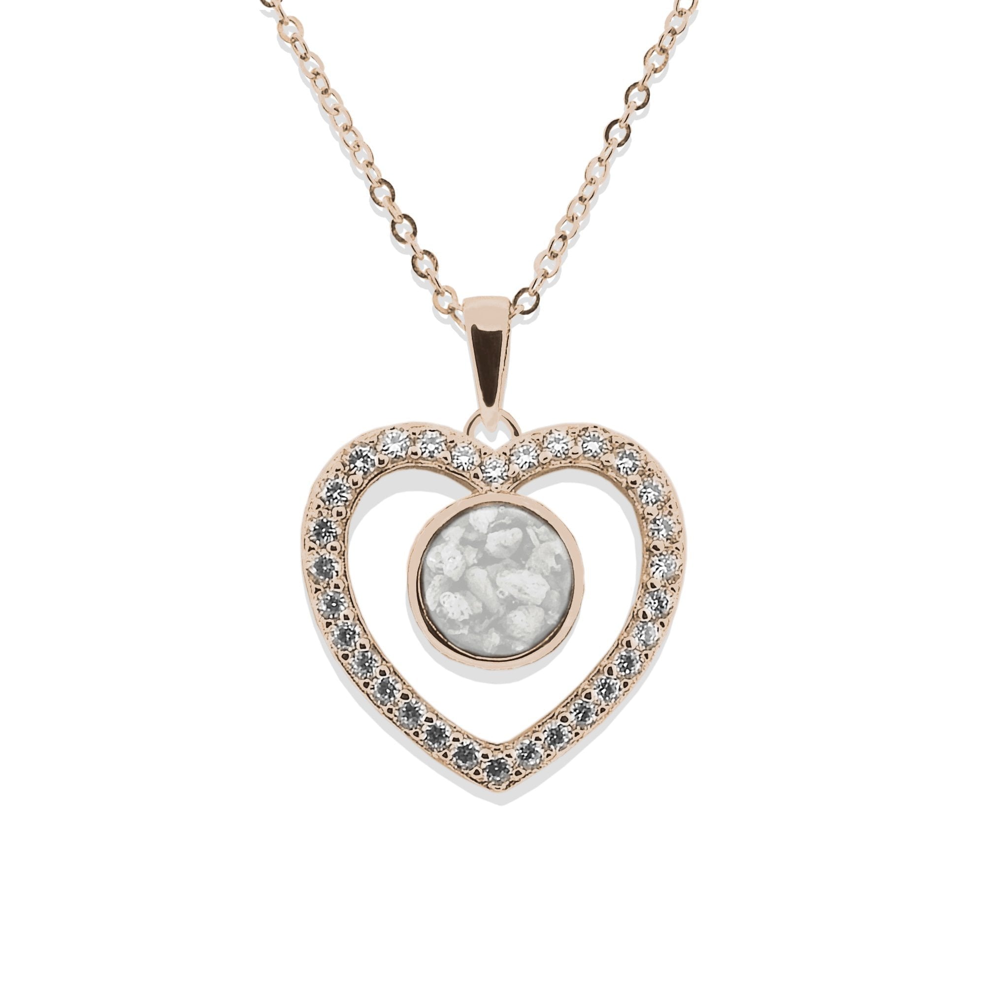 EverWith Ladies Forever Memorial Ashes Pendant with Fine Crystals 9k Rose Gold White