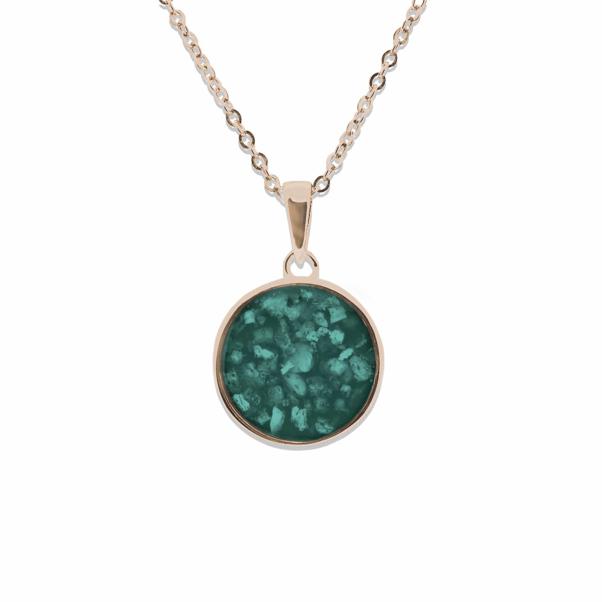 EverWith Ladies Classic Round Memorial Ashes Pendant 9k Rose Gold Aqua
