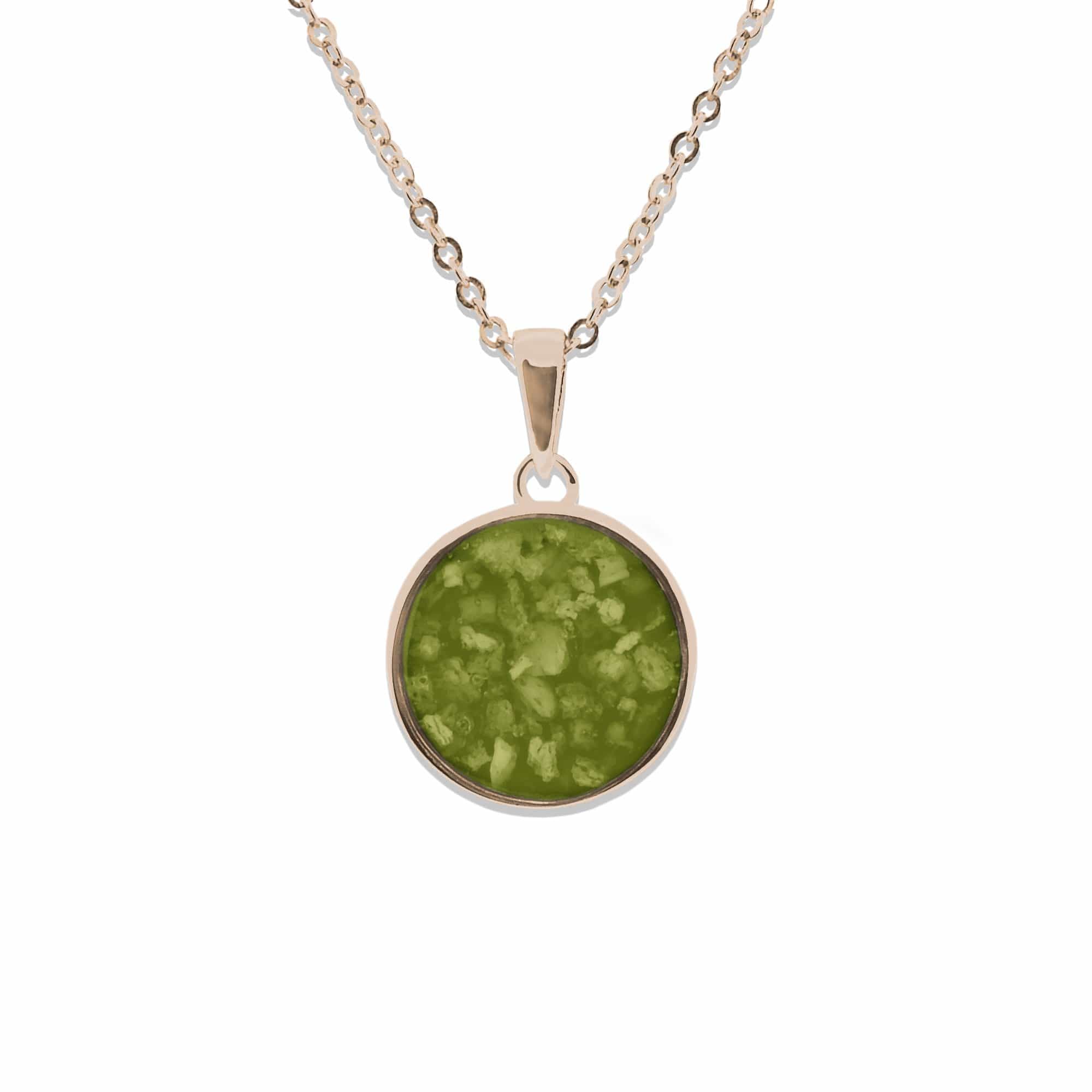EverWith Ladies Classic Round Memorial Ashes Pendant 9k Rose Gold Green