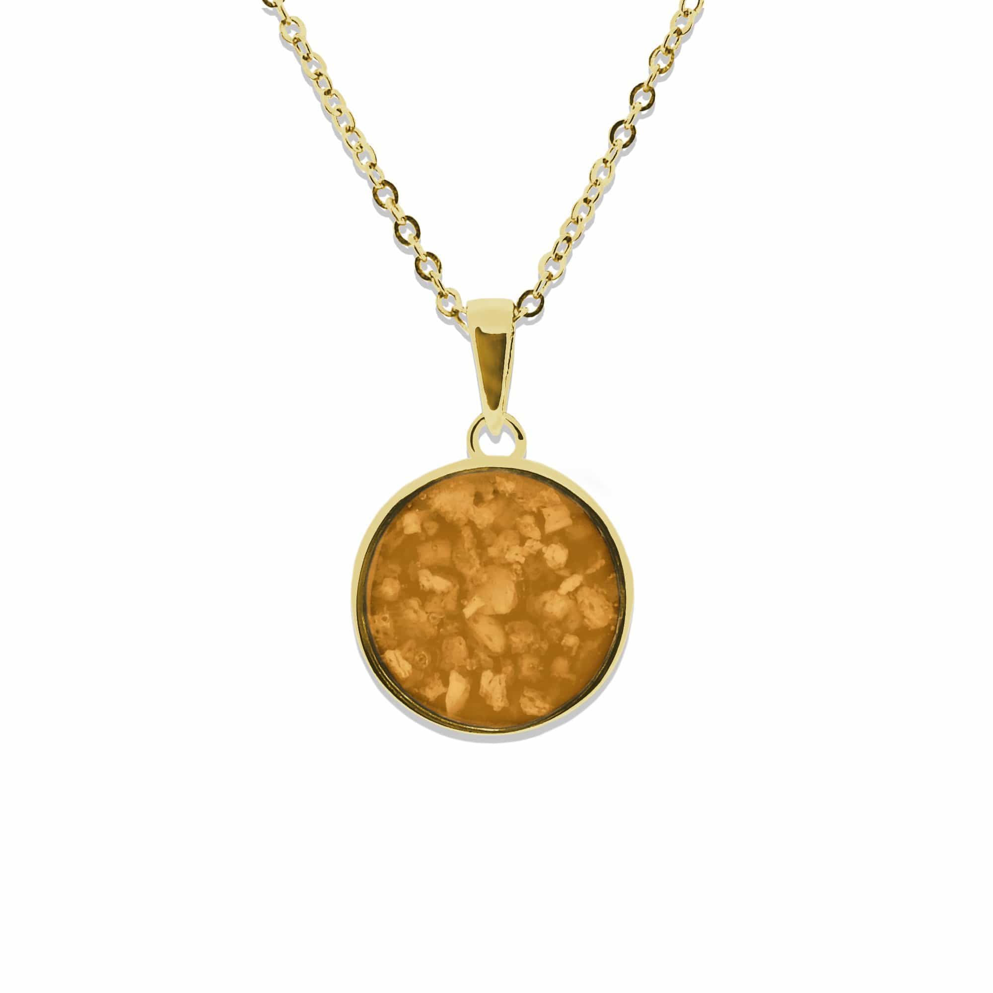 EverWith Ladies Classic Round Memorial Ashes Pendant 9k Yellow Gold Orange