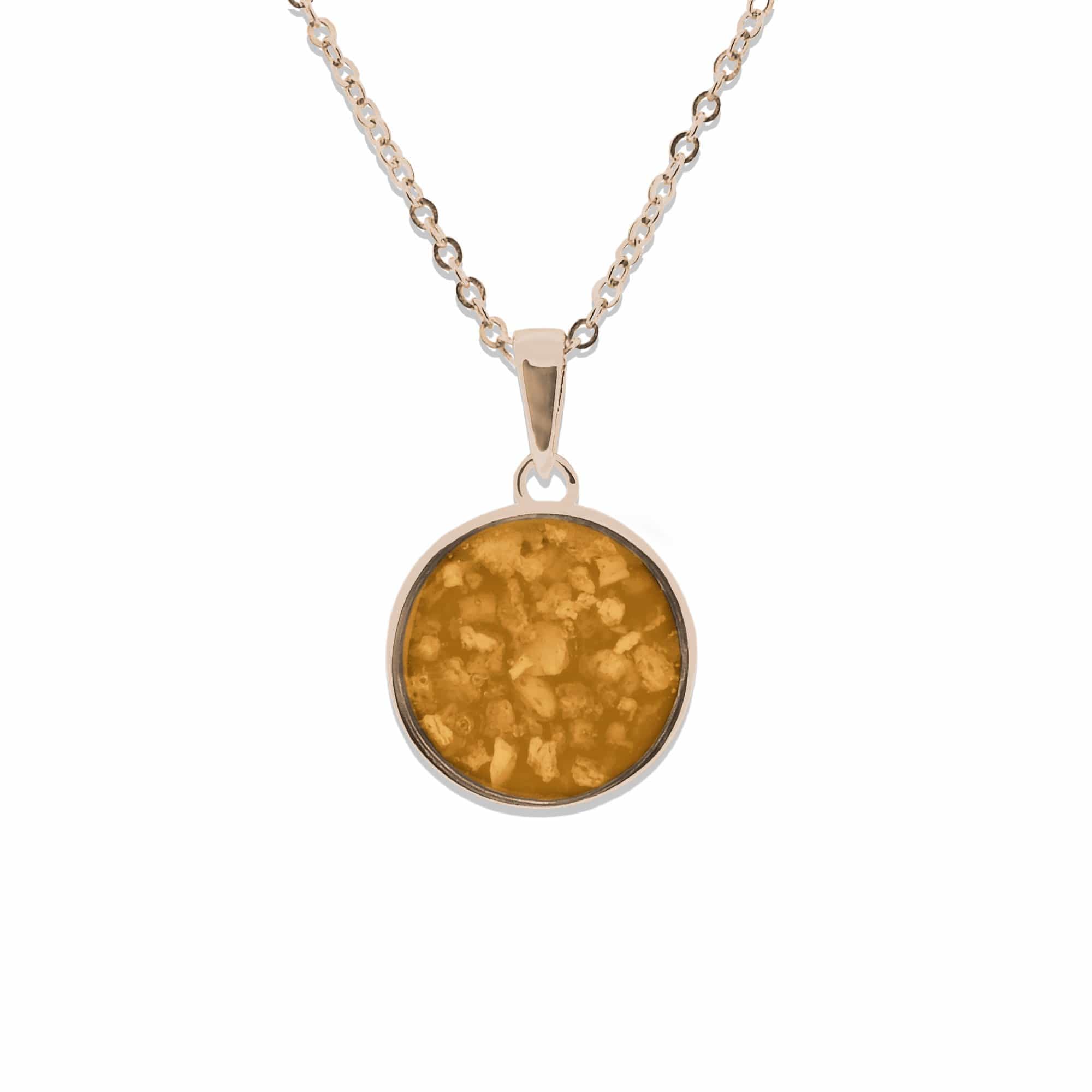 EverWith Ladies Classic Round Memorial Ashes Pendant 9k Rose Gold Orange