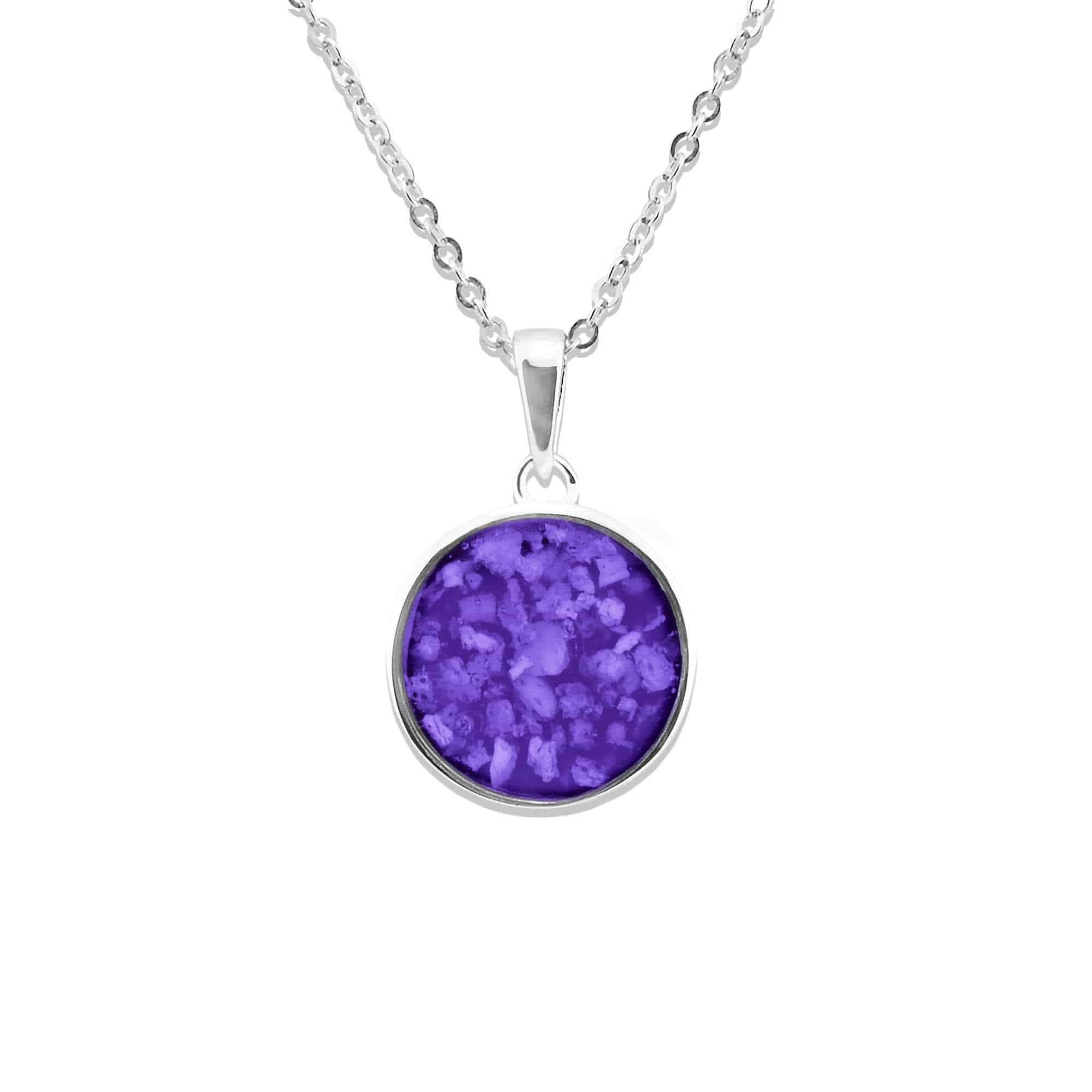 EverWith Ladies Classic Round Memorial Ashes Pendant Purple