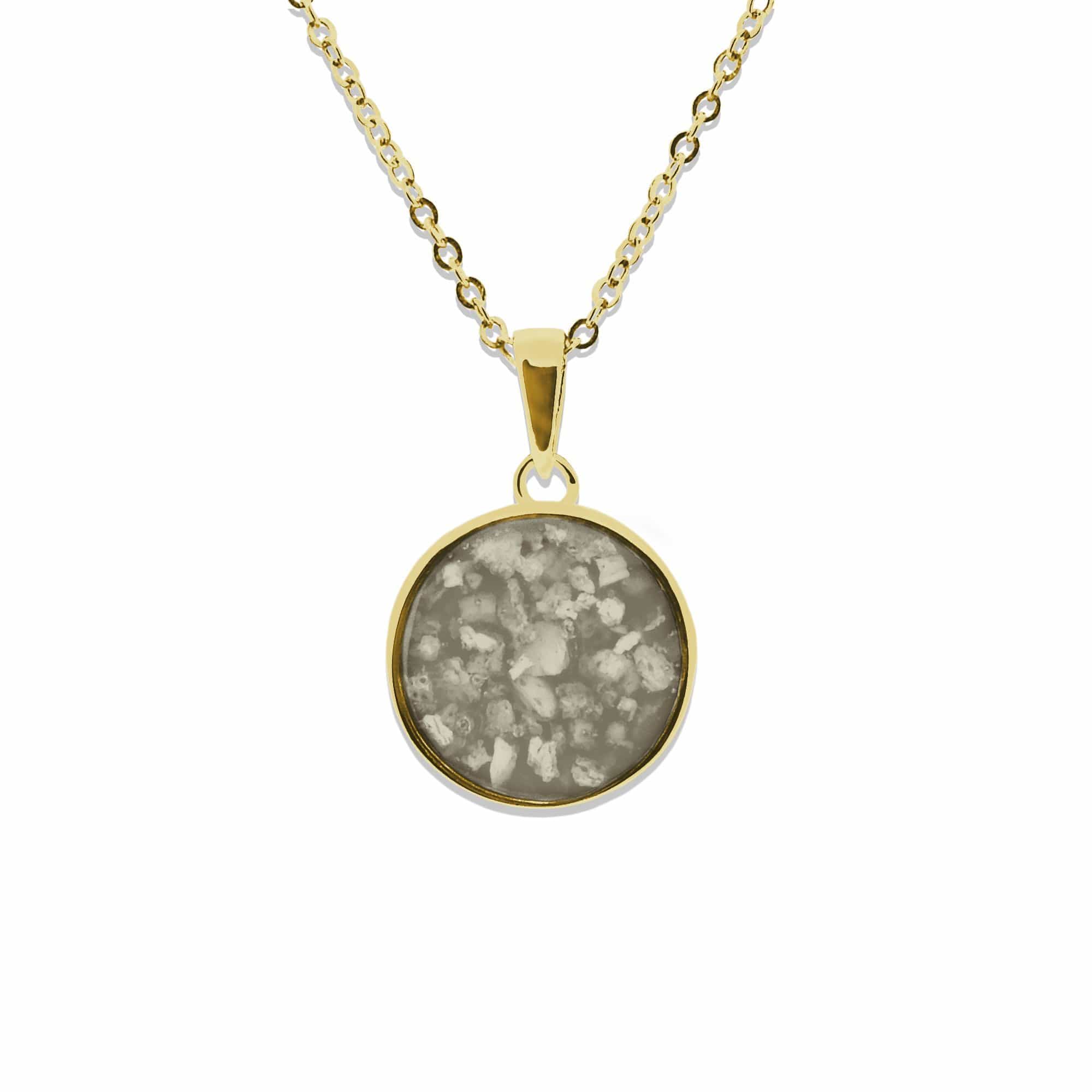 EverWith Ladies Classic Round Memorial Ashes Pendant 9k Yellow Gold Transparent