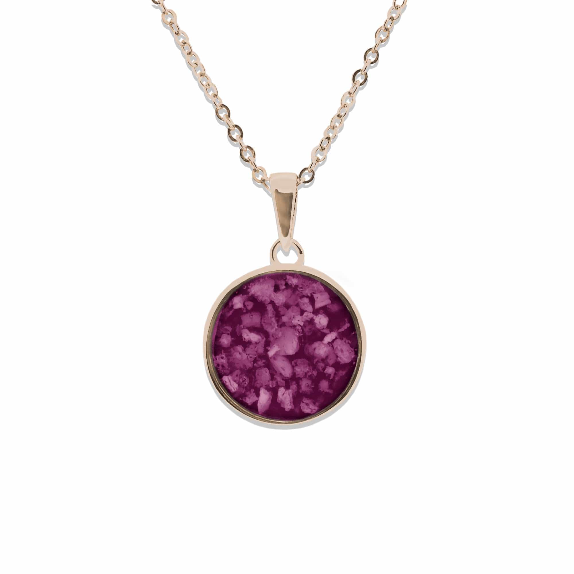 EverWith Ladies Classic Round Memorial Ashes Pendant 9k Rose Gold Violet