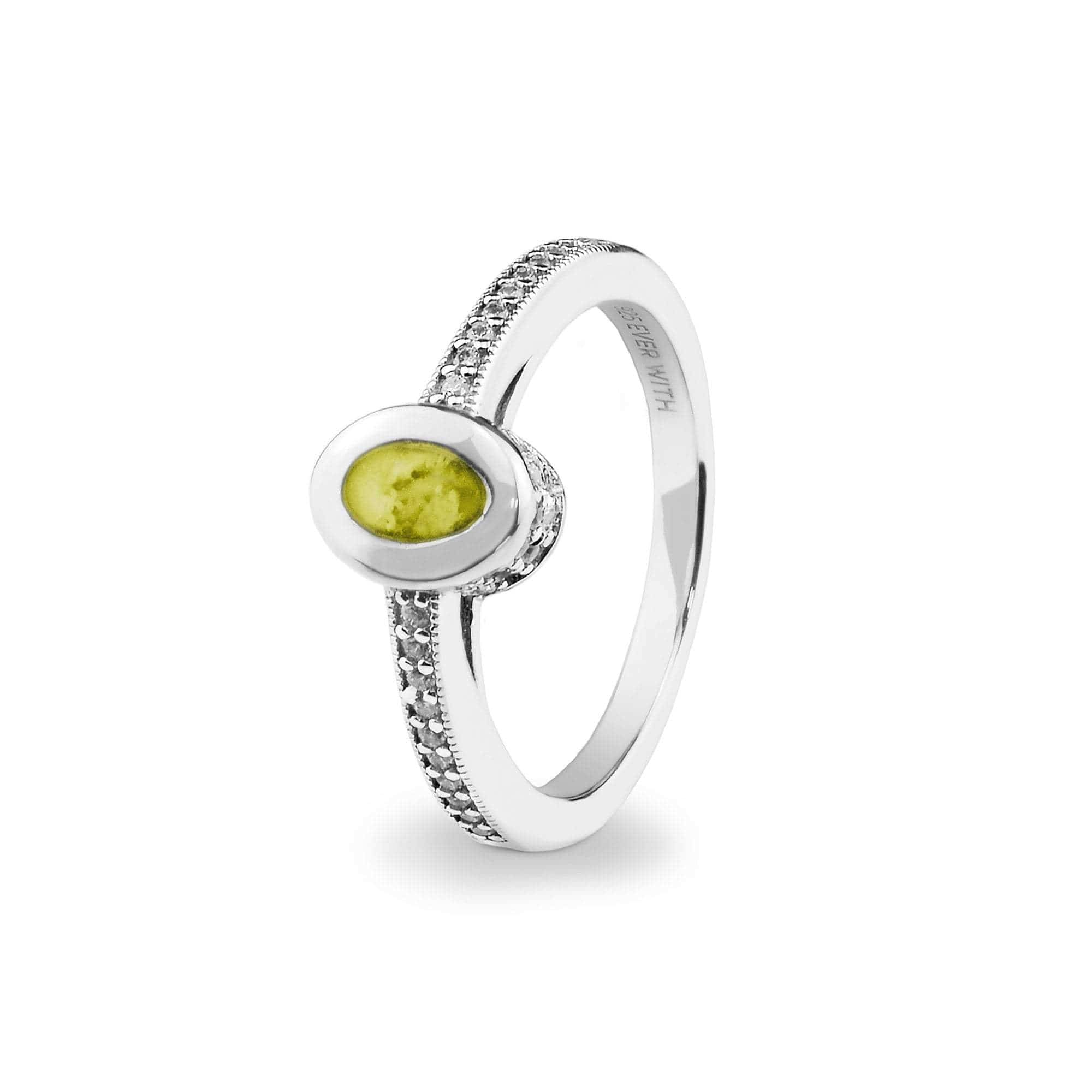 EverWith Ladies Oval Halo Memorial Ashes Ring with Fine Crystals Yellow
