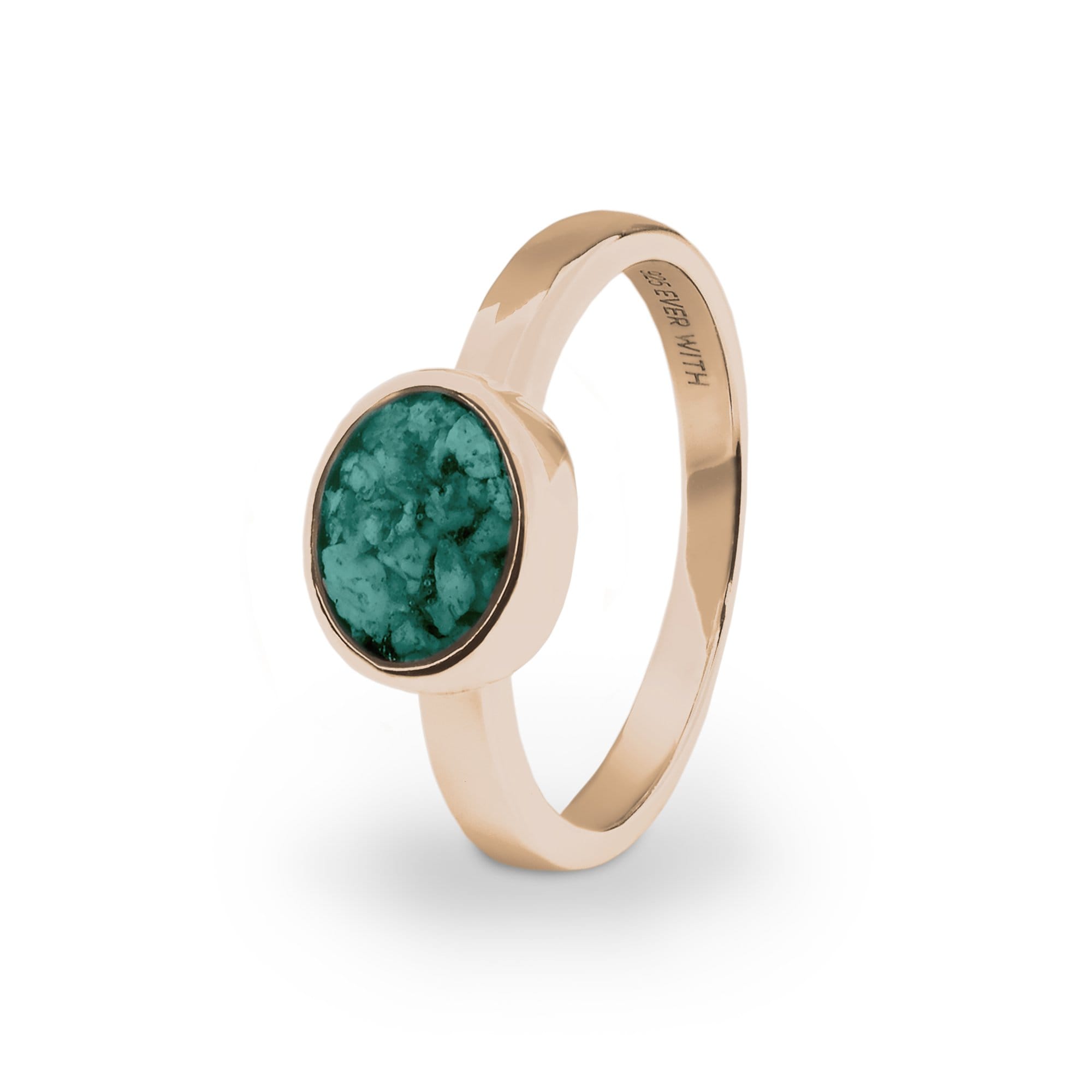 EverWith Ladies Oval Memorial Ashes Ring 9k Rose Gold Aqua