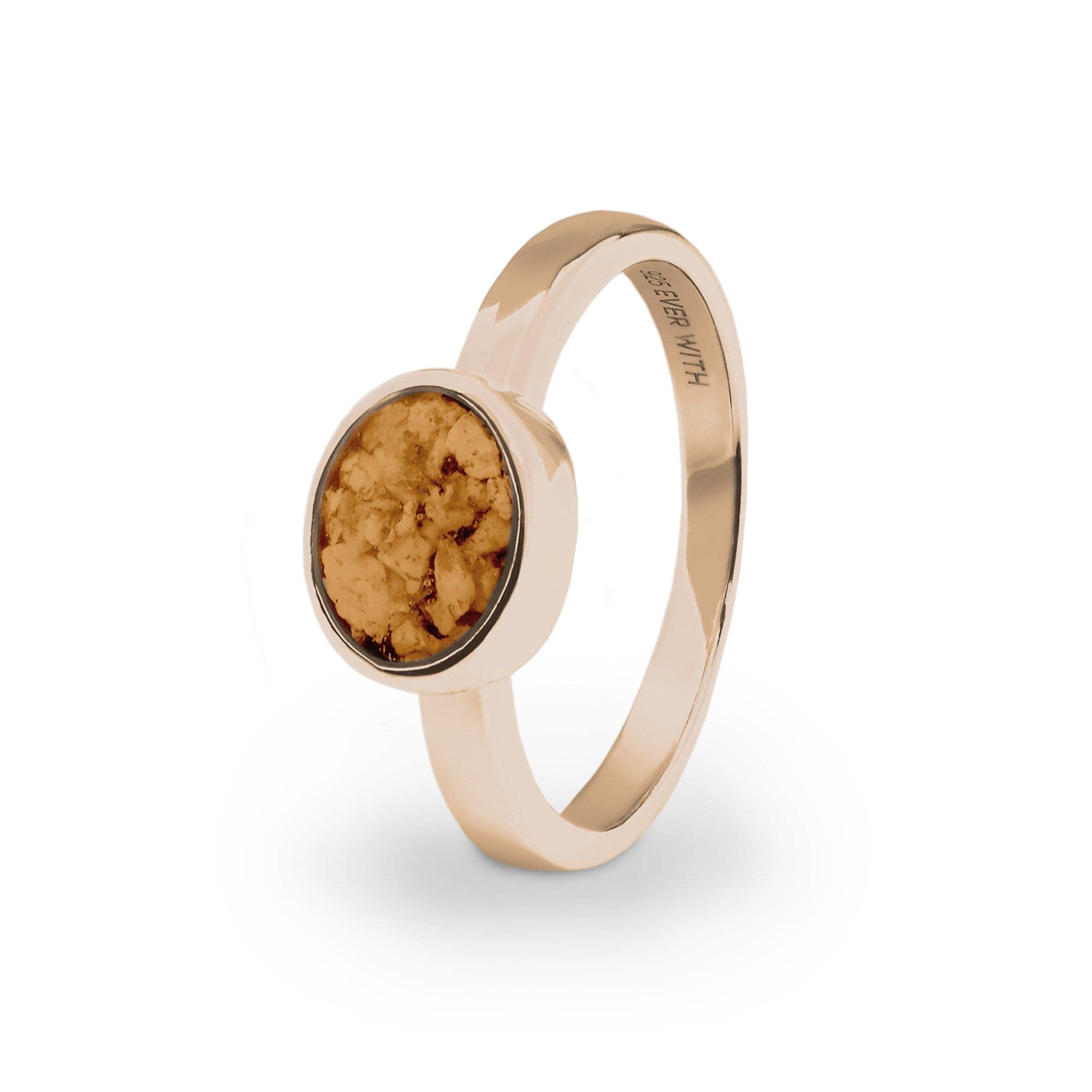 EverWith Ladies Oval Memorial Ashes Ring 9k Rose Gold Orange