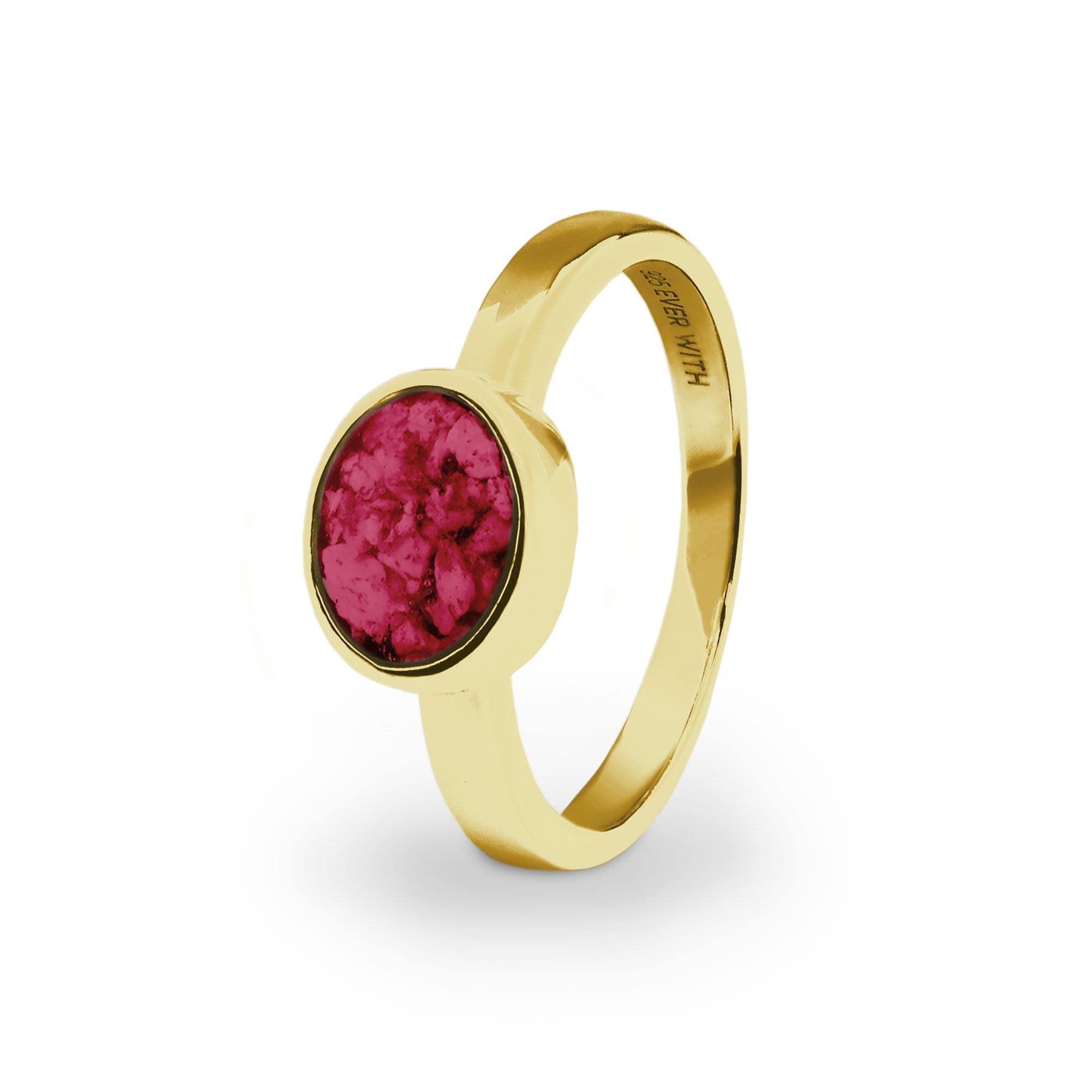 EverWith Ladies Oval Memorial Ashes Ring 9k Yellow Gold Red