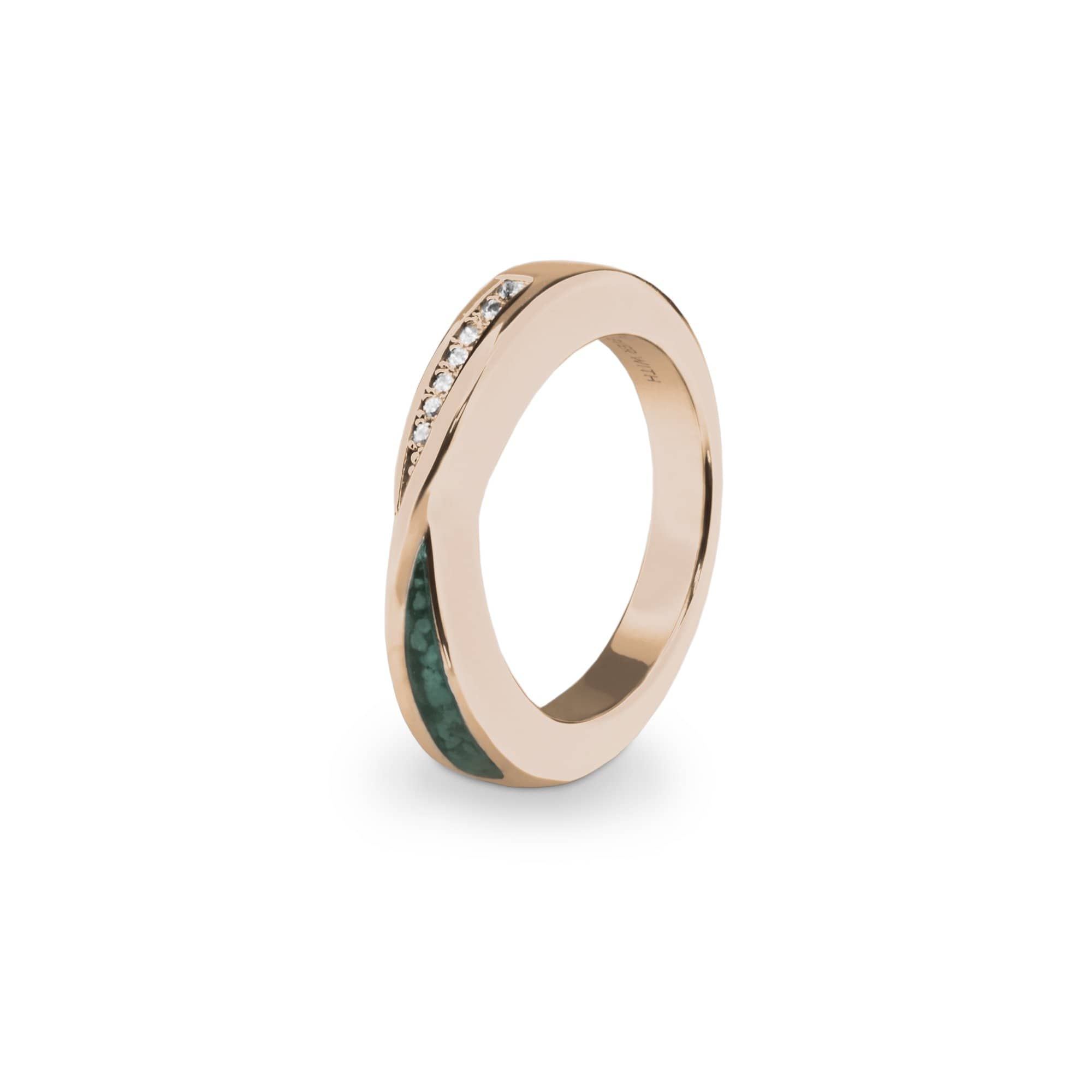 EverWith Ladies Harmony Memorial Ashes Ring with Fine Crystals 9k Rose Gold Aqua