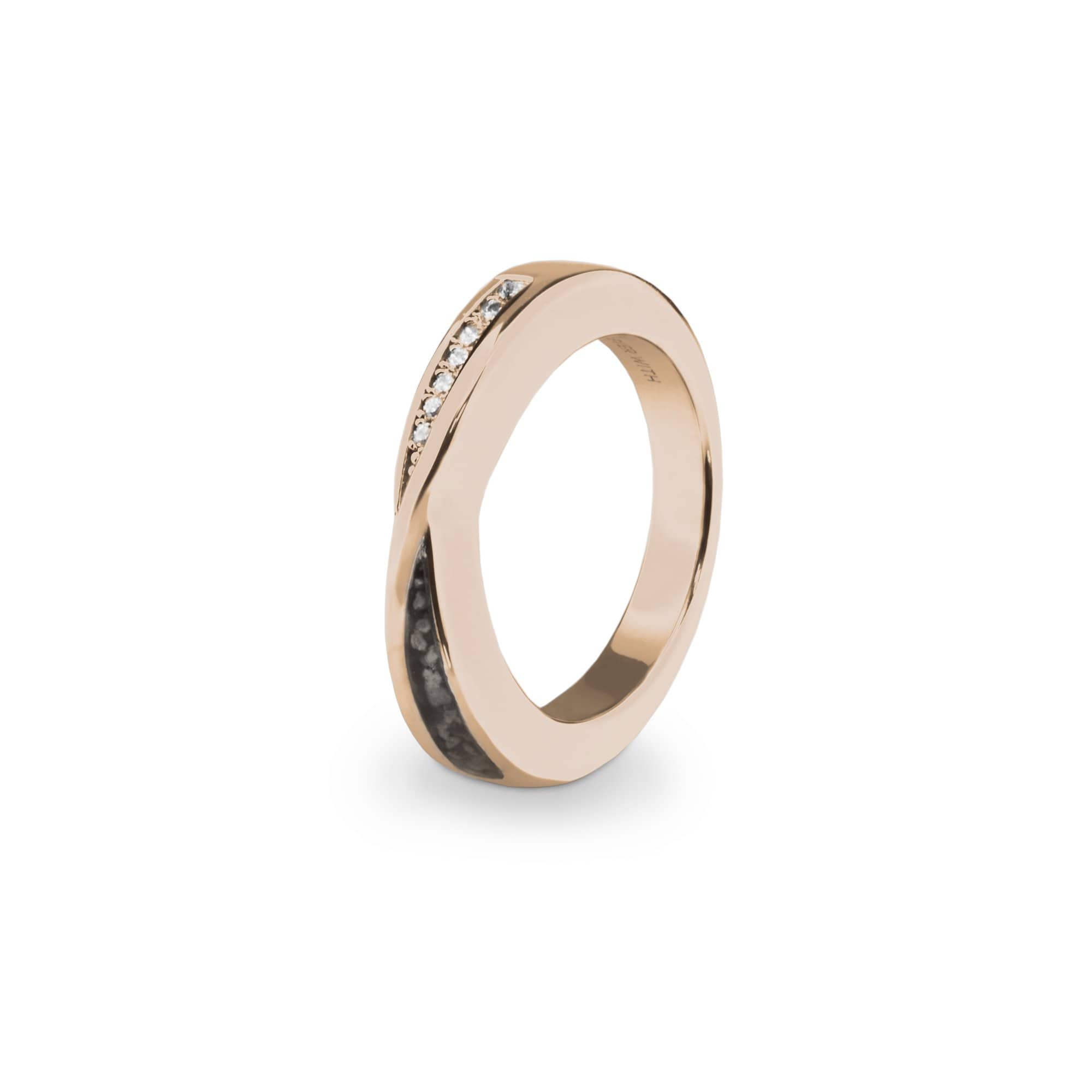 EverWith Ladies Harmony Memorial Ashes Ring with Fine Crystals 9k Rose Gold Black