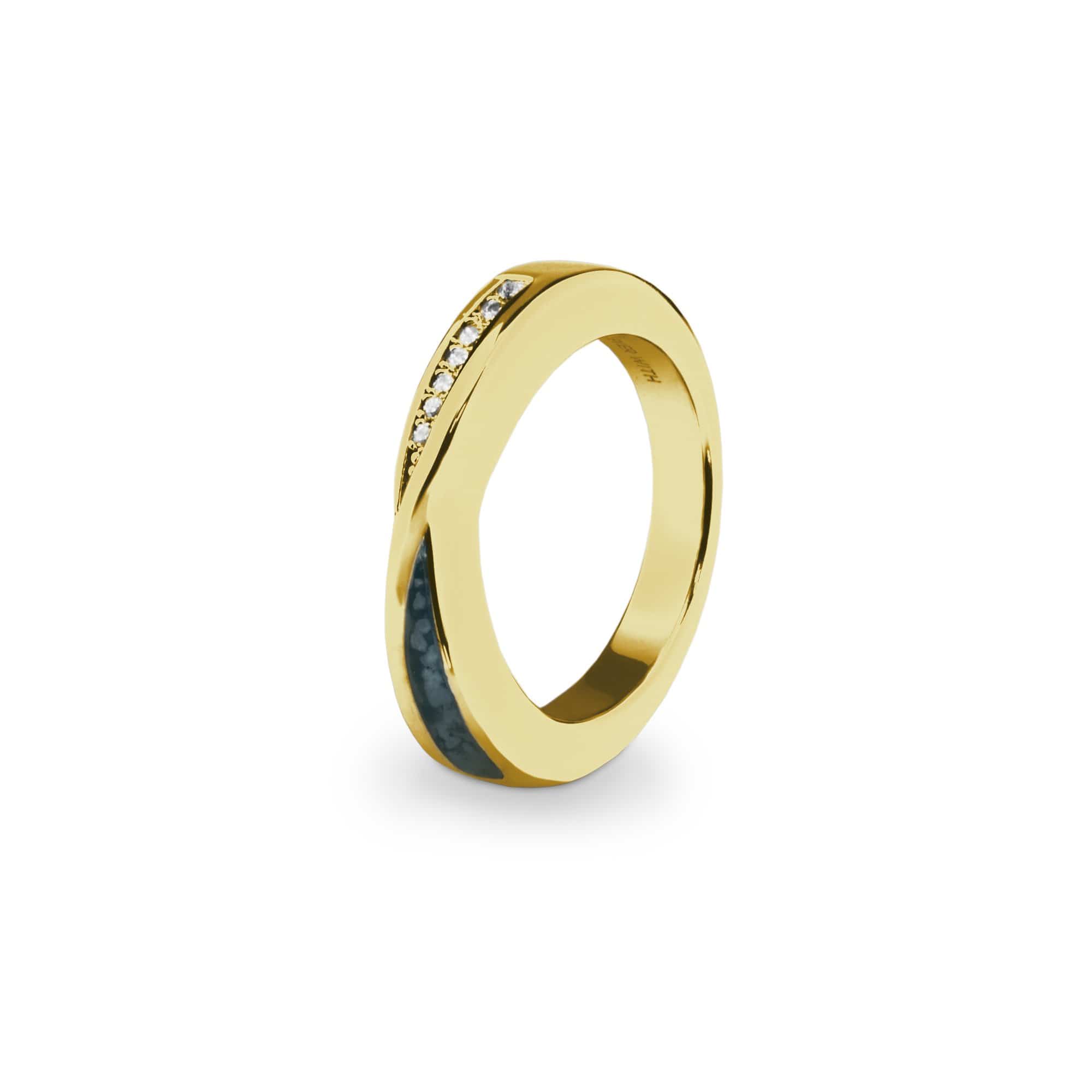 EverWith Ladies Harmony Memorial Ashes Ring with Fine Crystals 9k Yellow Gold Blue