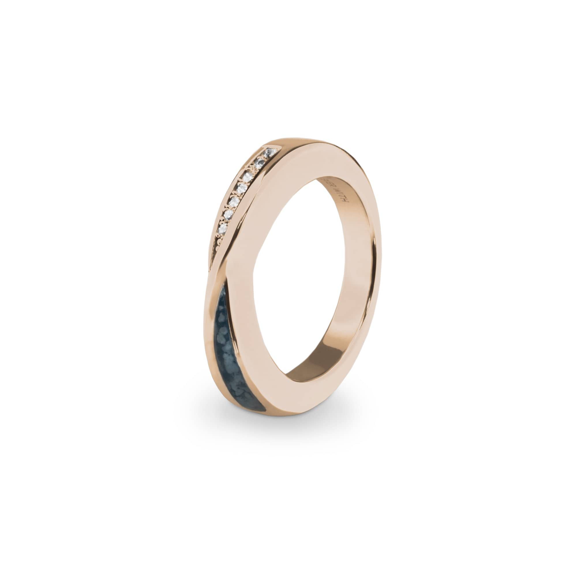 EverWith Ladies Harmony Memorial Ashes Ring with Fine Crystals 9k Rose Gold Blue