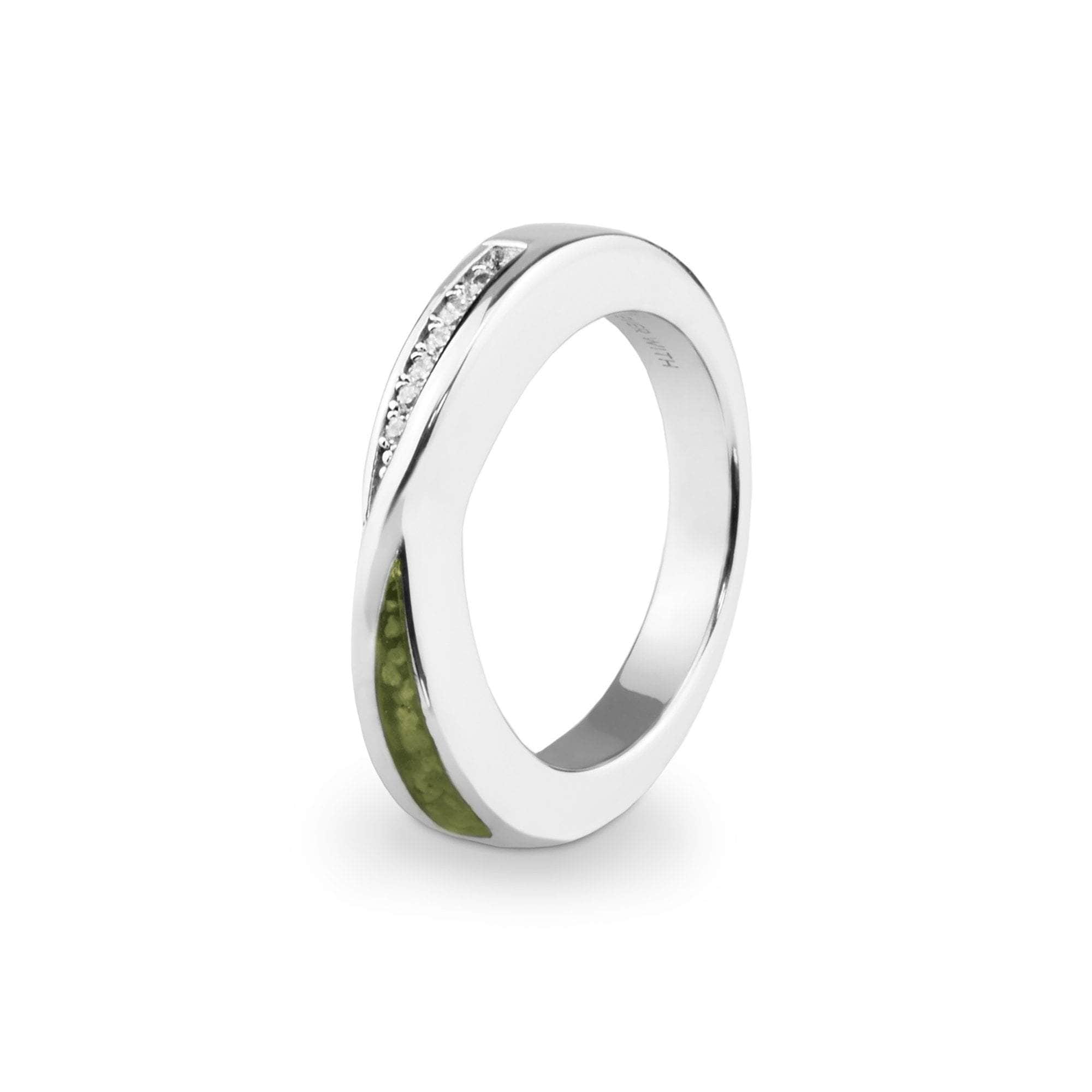 EverWith Ladies Harmony Memorial Ashes Ring with Fine Crystals Green