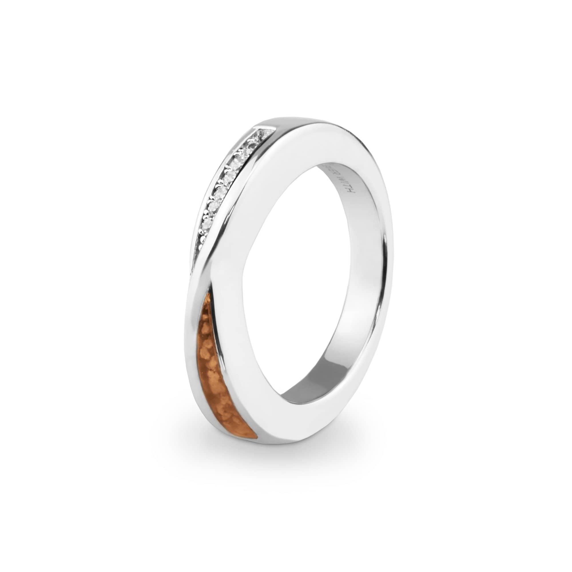 EverWith Ladies Harmony Memorial Ashes Ring with Fine Crystals Orange