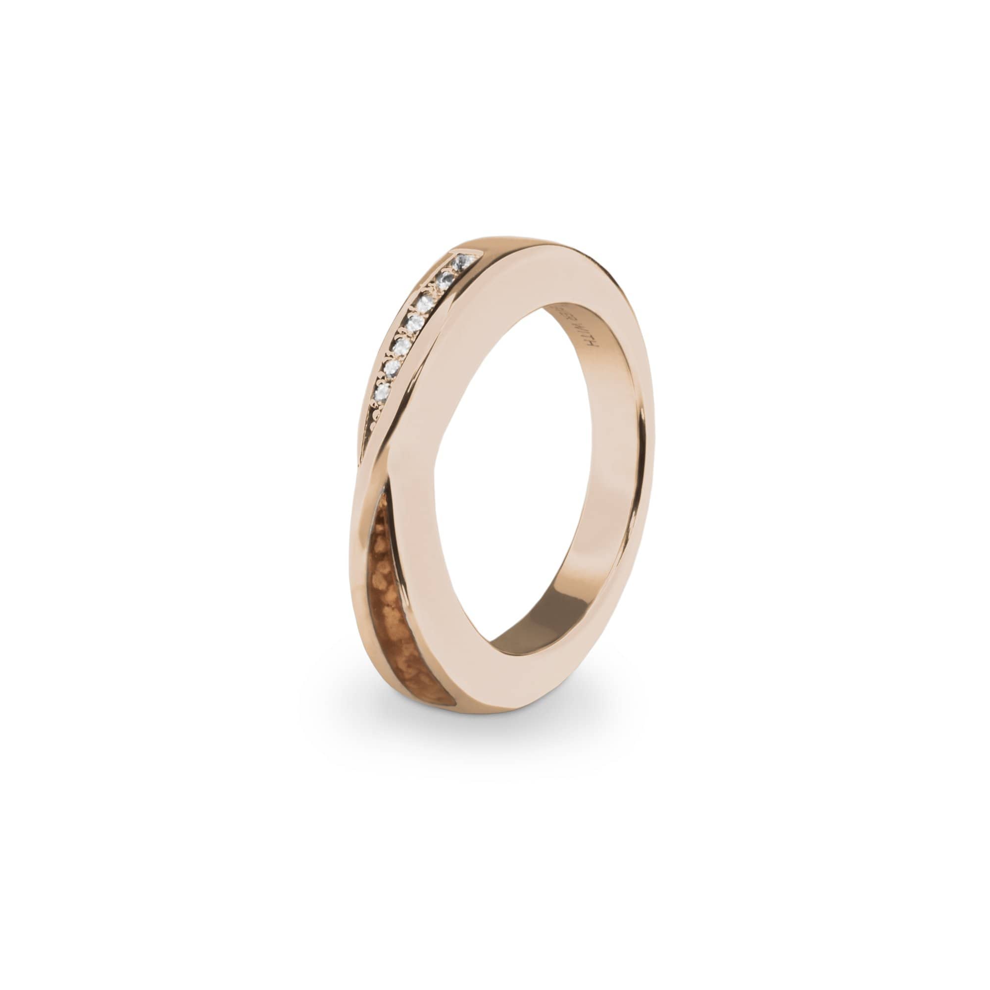EverWith Ladies Harmony Memorial Ashes Ring with Fine Crystals 9k Rose Gold Orange