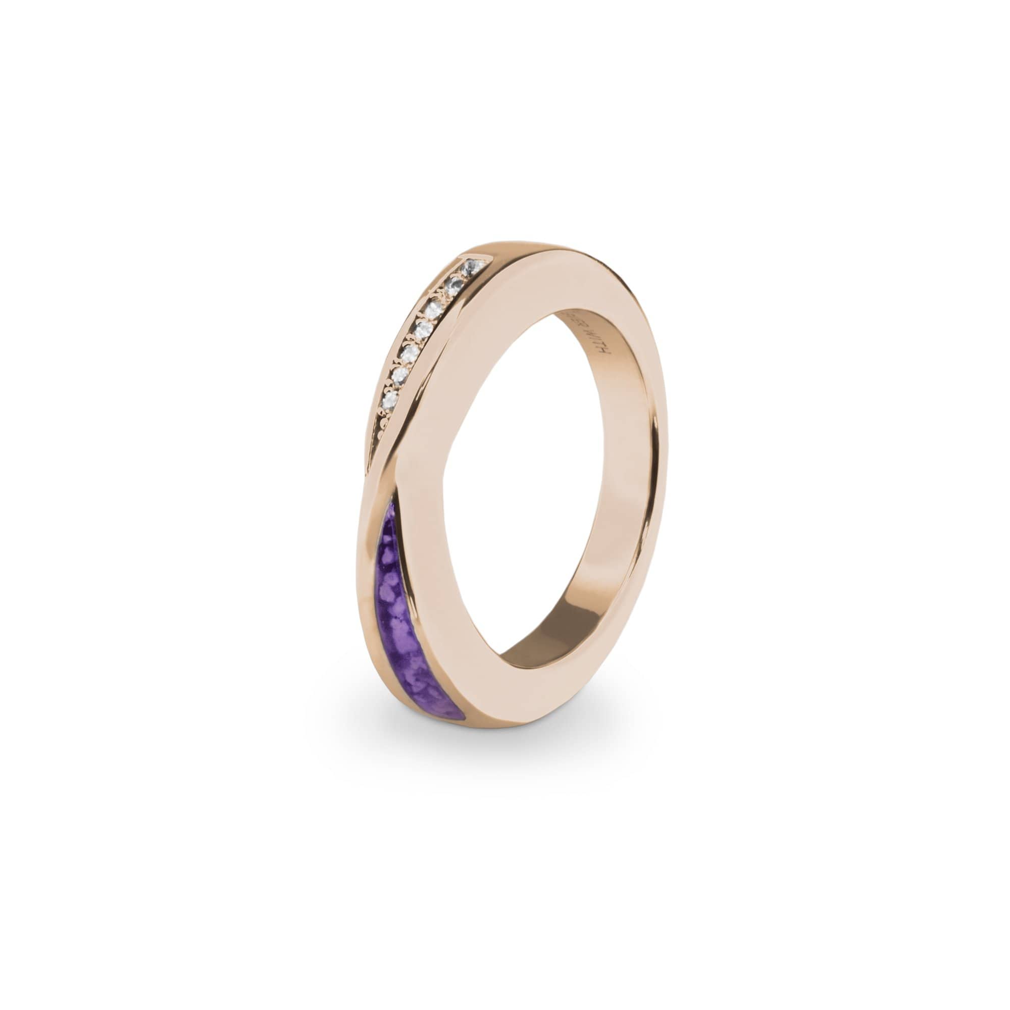 EverWith Ladies Harmony Memorial Ashes Ring with Fine Crystals 9k Rose Gold Purple