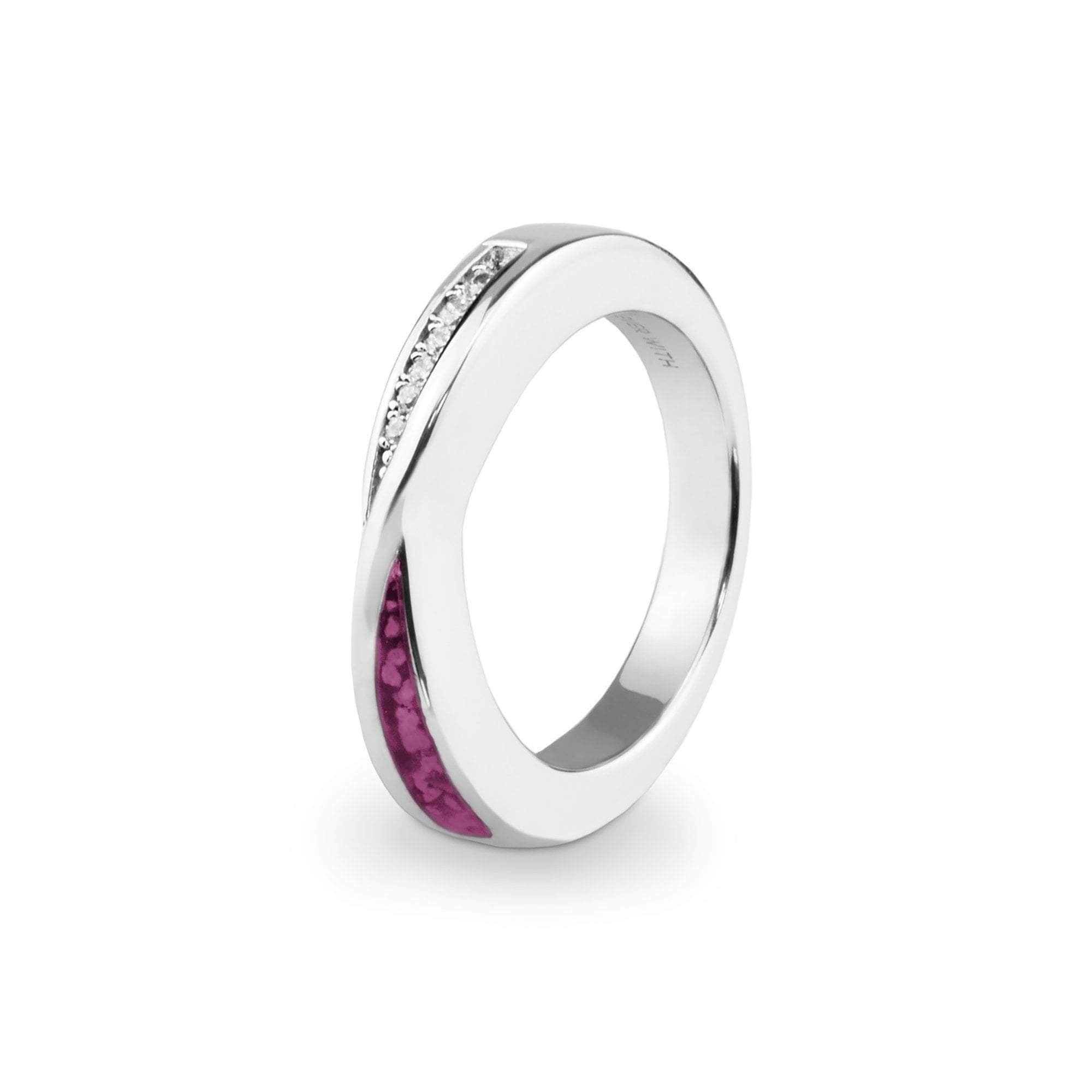 EverWith Ladies Harmony Memorial Ashes Ring with Fine Crystals Violet