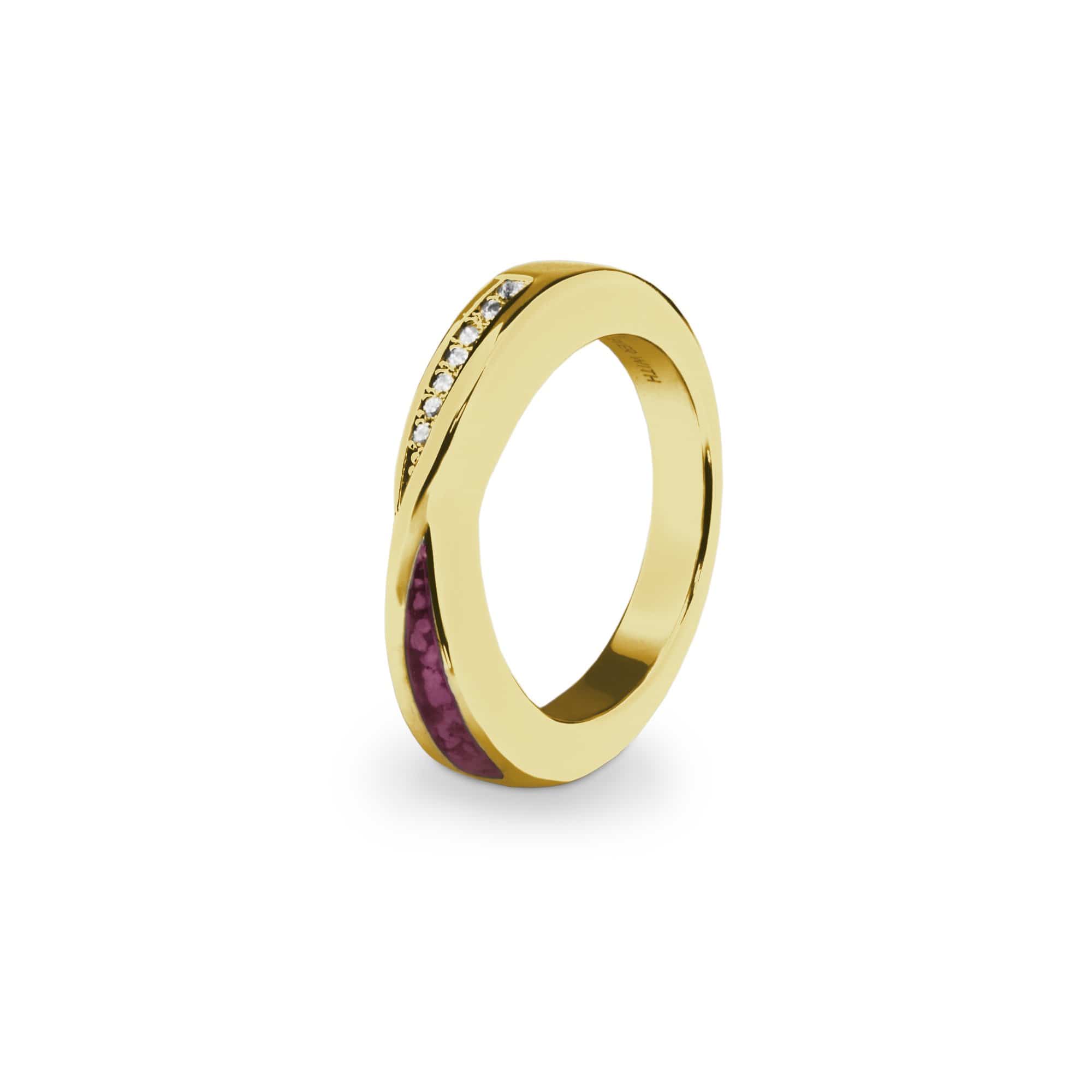 EverWith Ladies Harmony Memorial Ashes Ring with Fine Crystals 9k Yellow Gold Violet