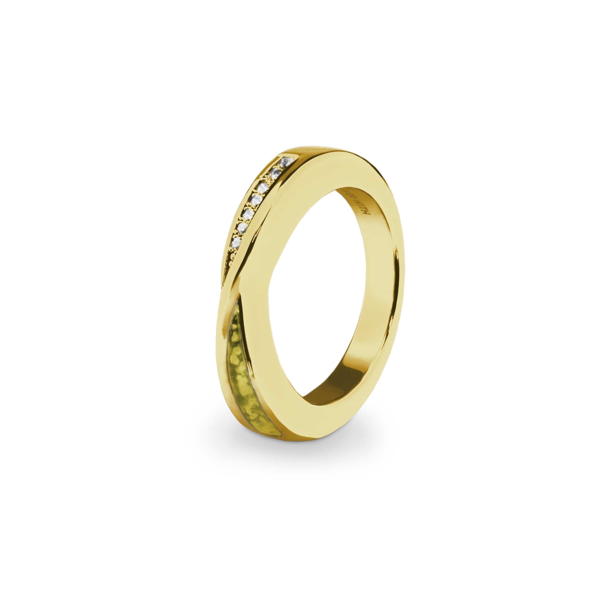 EverWith Ladies Harmony Memorial Ashes Ring with Fine Crystals 9k Yellow Gold Yellow