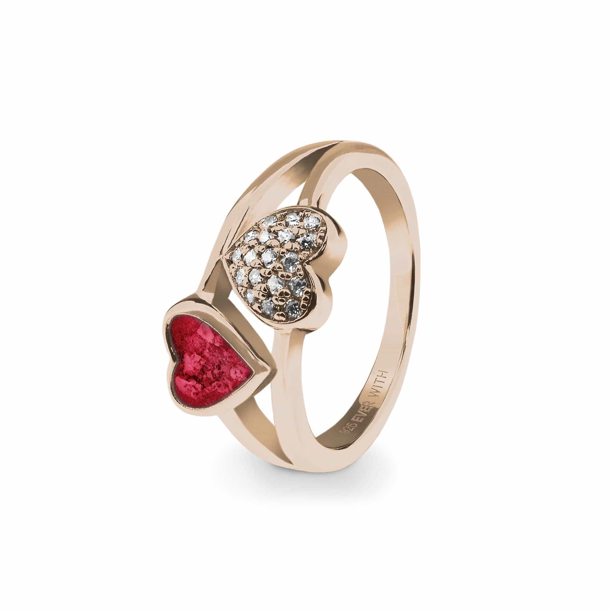 EverWith Ladies Cherish Memorial Ashes Ring with Fine Crystals 9k Rose Gold Red