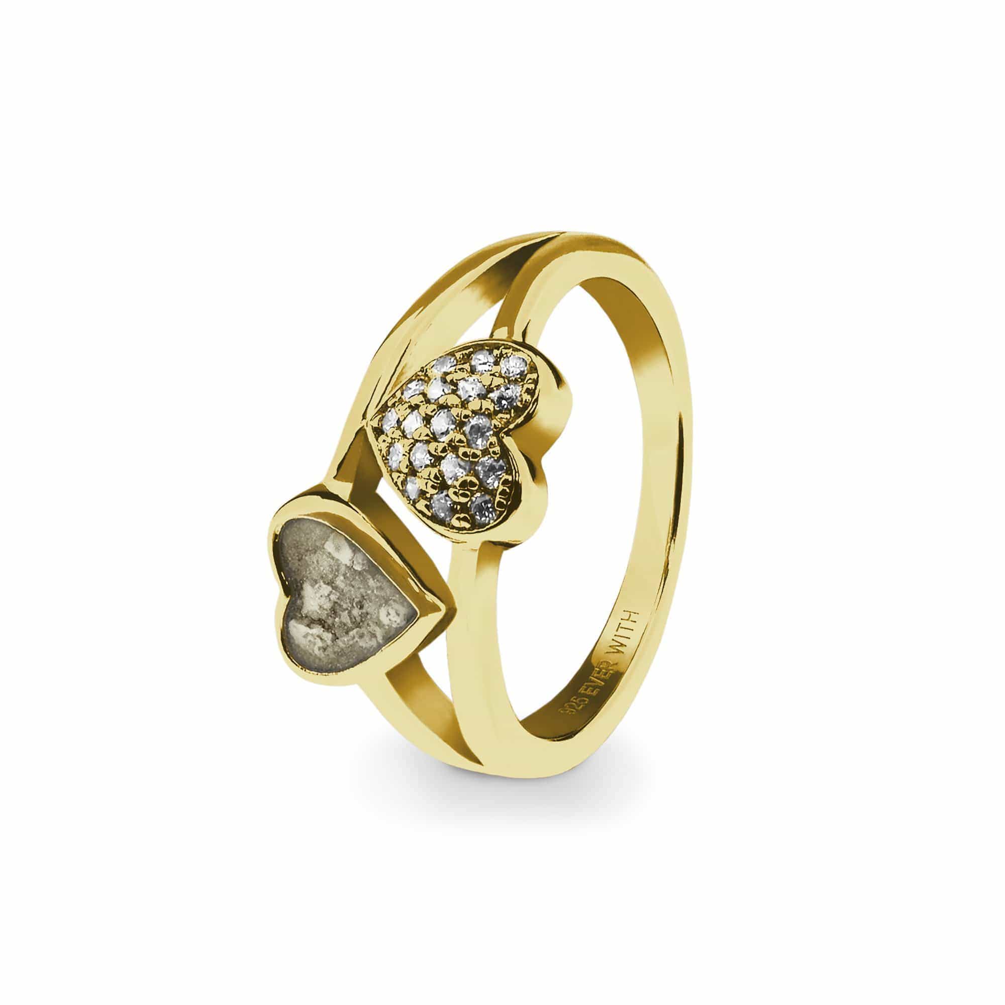 EverWith Ladies Cherish Memorial Ashes Ring with Fine Crystals 9k Yellow Gold Transparent
