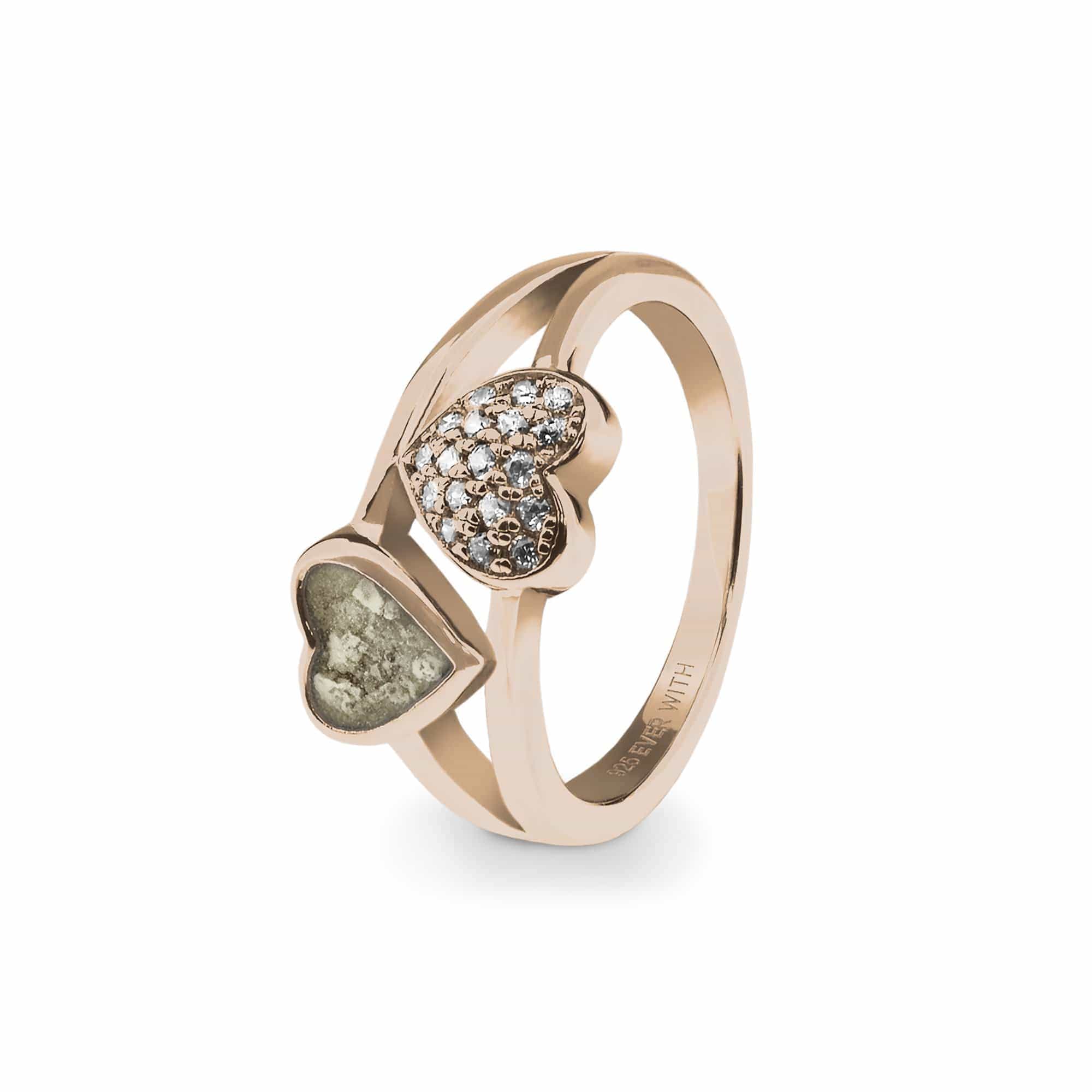 EverWith Ladies Cherish Memorial Ashes Ring with Fine Crystals 9k Rose Gold Transparent