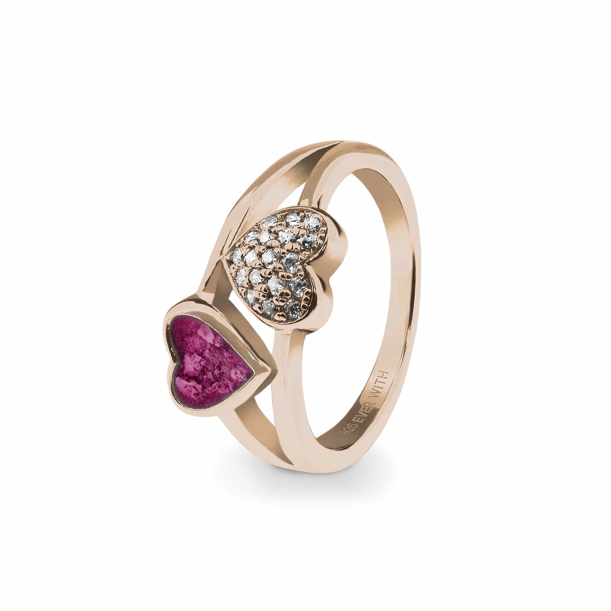 EverWith Ladies Cherish Memorial Ashes Ring with Fine Crystals 9k Rose Gold Violet