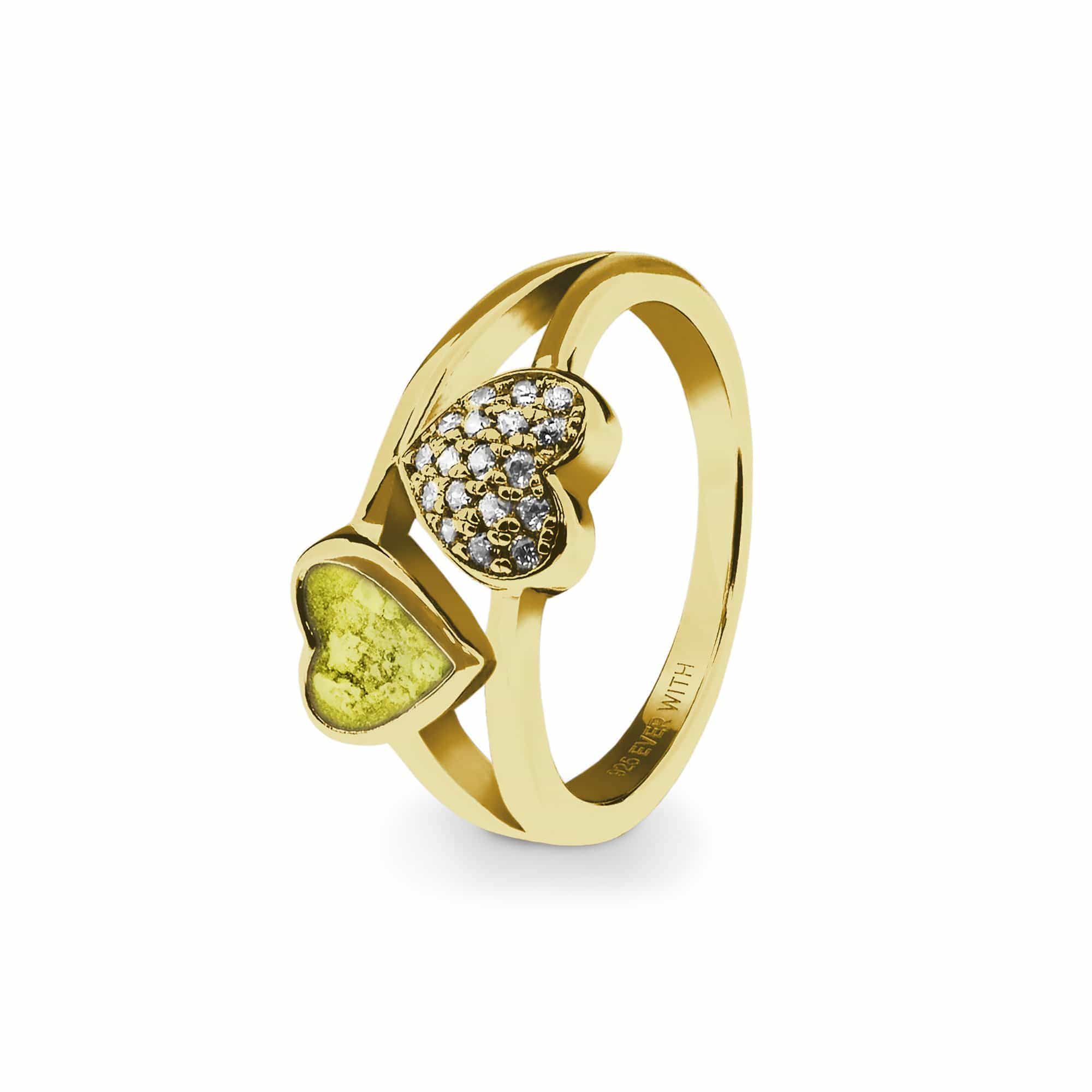 EverWith Ladies Cherish Memorial Ashes Ring with Fine Crystals 9k Yellow Gold Yellow