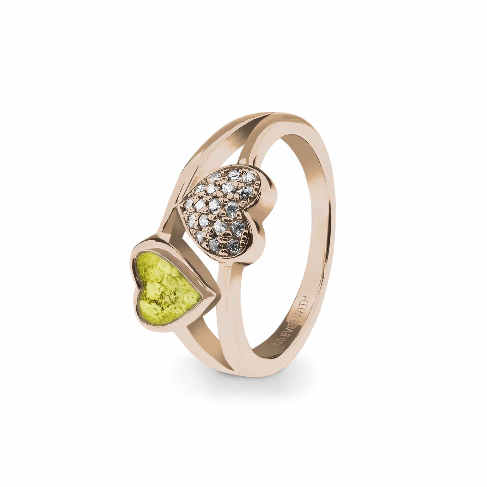 EverWith Ladies Cherish Memorial Ashes Ring with Fine Crystals 9k Rose Gold Yellow