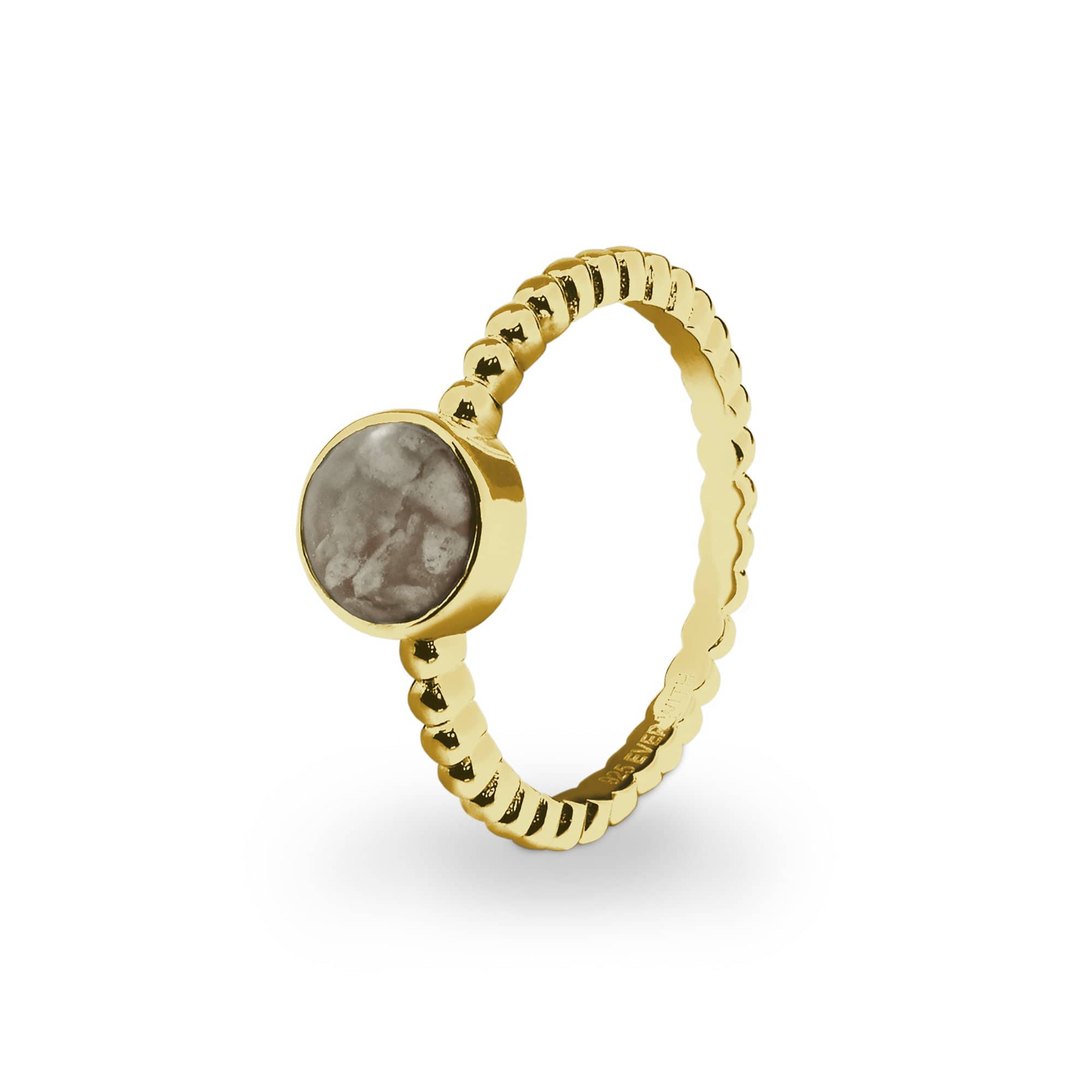 EverWith Ladies Round Bubble Band Memorial Ashes Ring 9k Yellow Gold Transparent