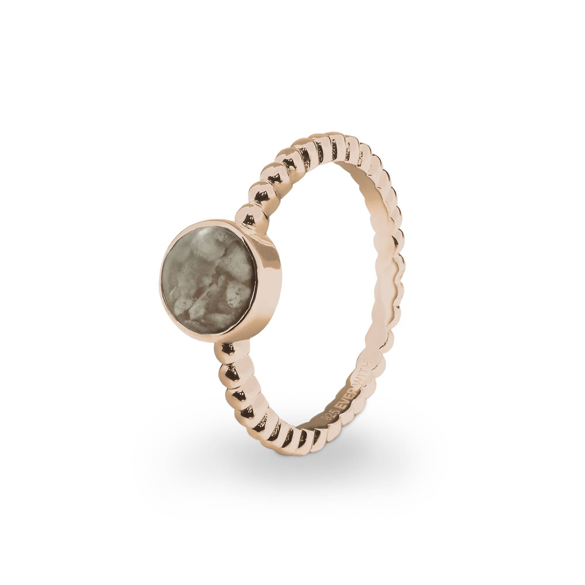 EverWith Ladies Round Bubble Band Memorial Ashes Ring 9k Rose Gold Transparent