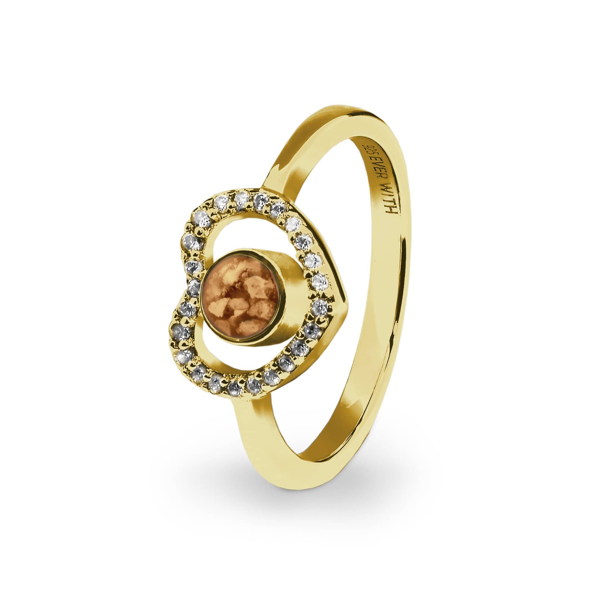 EverWith Ladies Forever Memorial Ashes Ring with Fine Crystals 9k Yellow Gold Orange