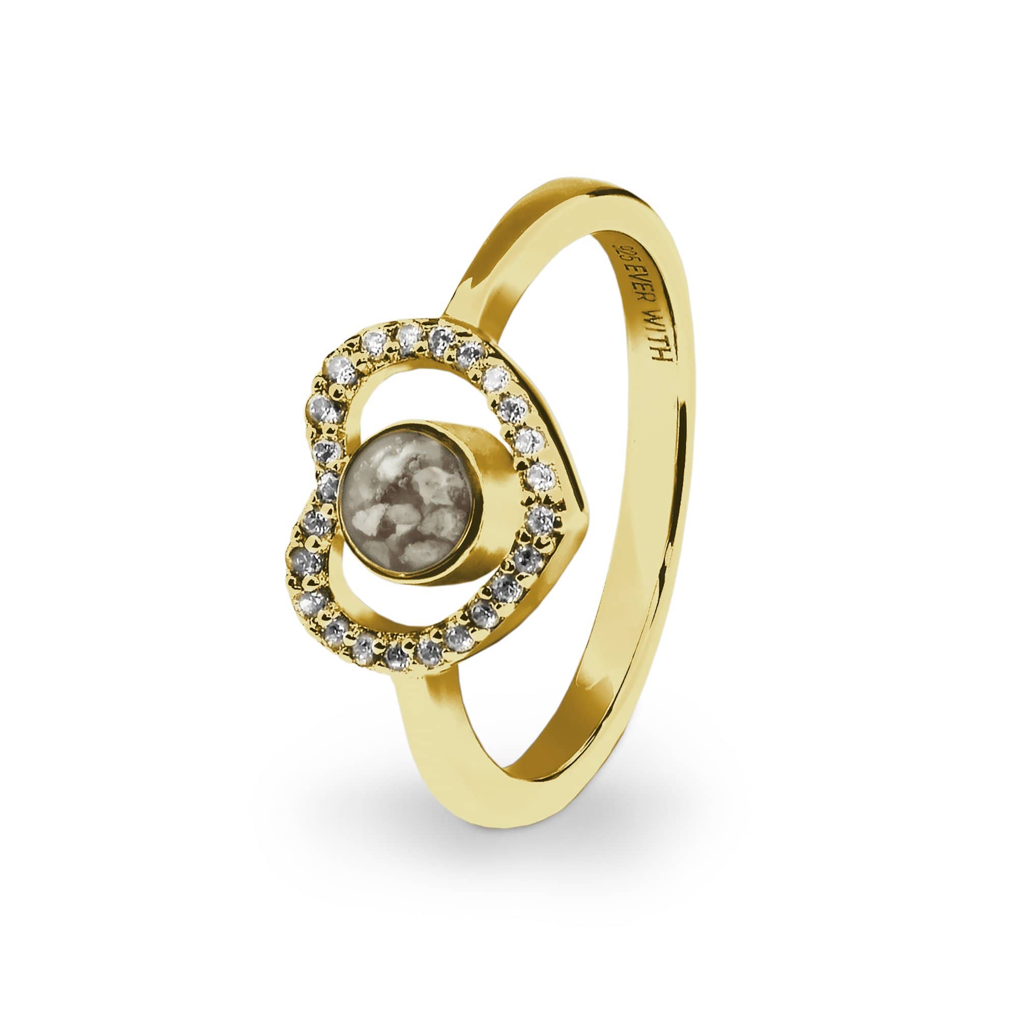 EverWith Ladies Forever Memorial Ashes Ring with Fine Crystals 9k Yellow Gold Transparent