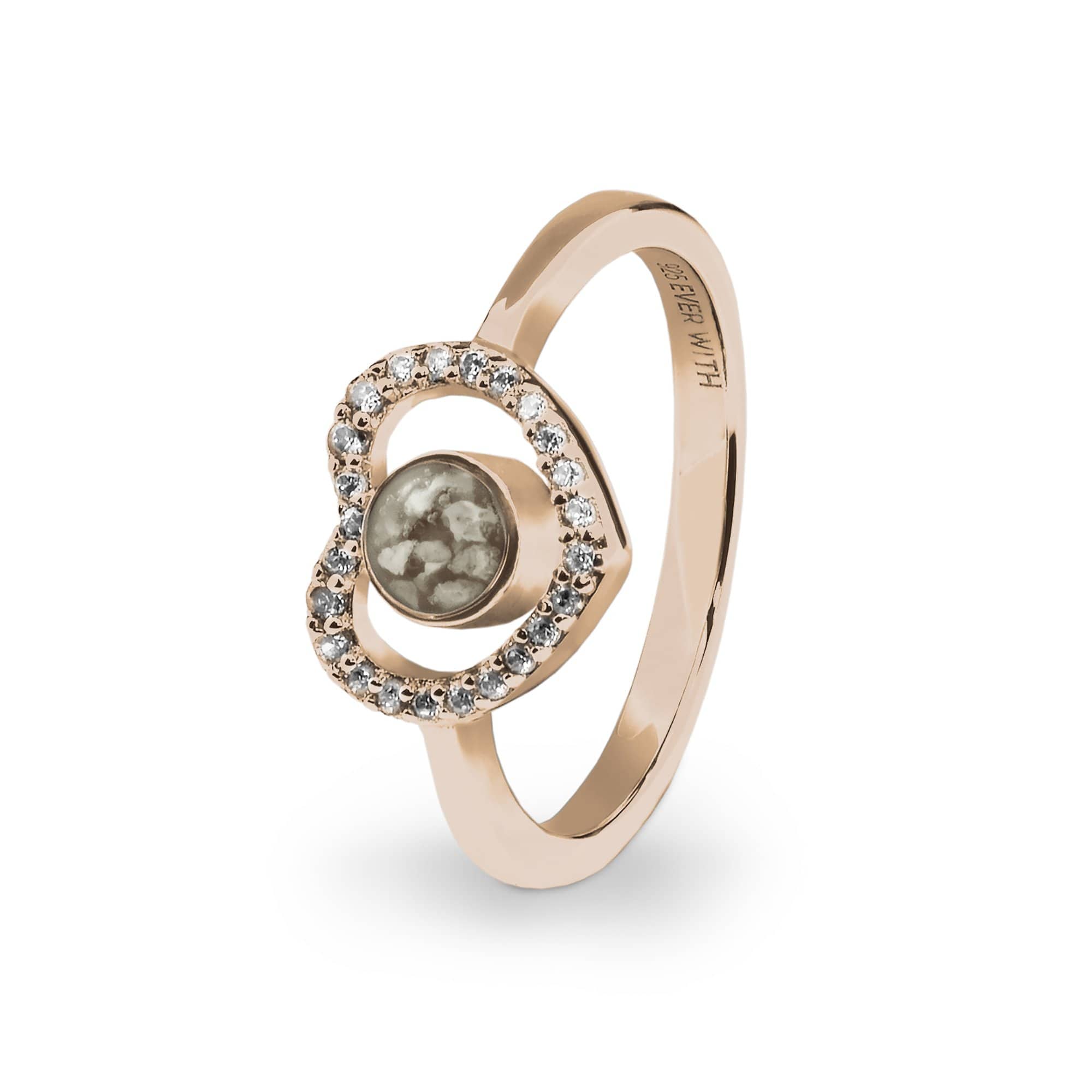 EverWith Ladies Forever Memorial Ashes Ring with Fine Crystals 9k Rose Gold Transparent
