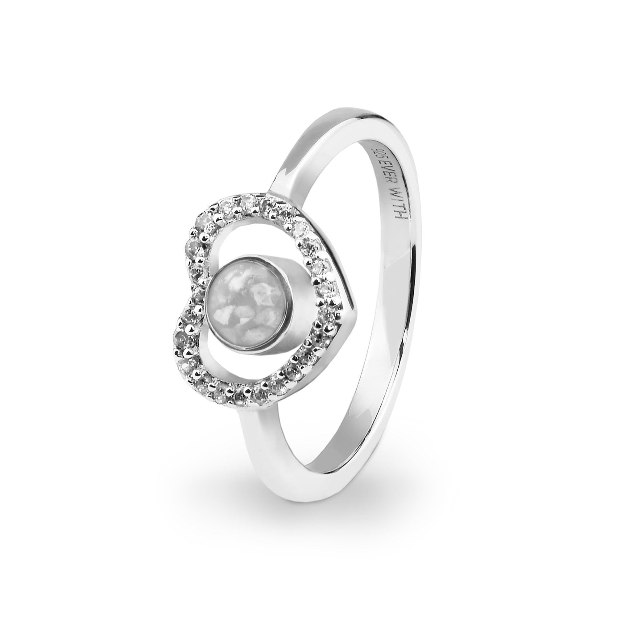 EverWith Ladies Forever Memorial Ashes Ring with Fine Crystals White