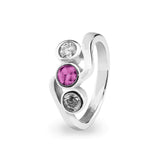 EverWith Ladies Three Of Us Memorial Ashes Ring with Fine Crystals Pink