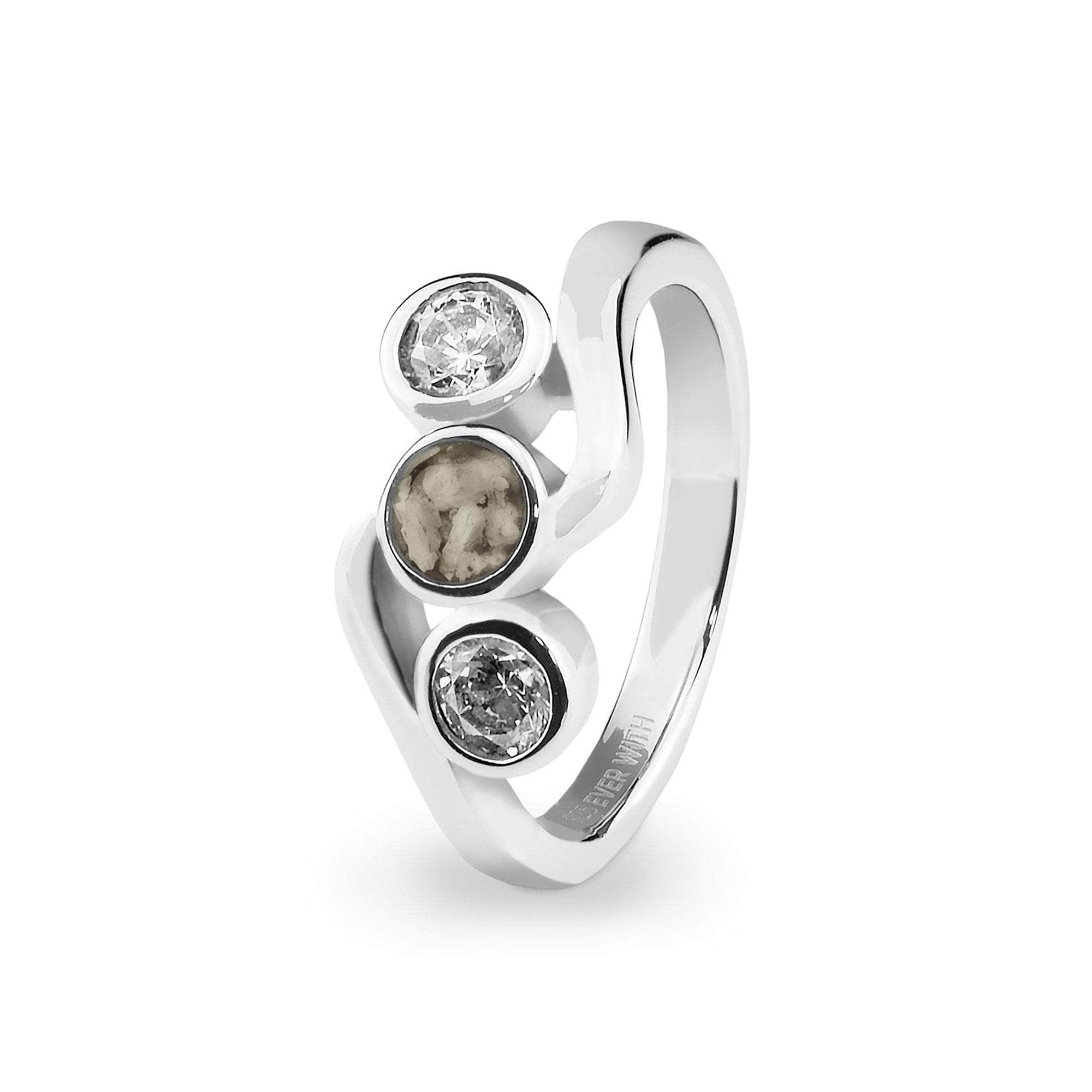 EverWith Ladies Three Of Us Memorial Ashes Ring with Fine Crystals Transparent