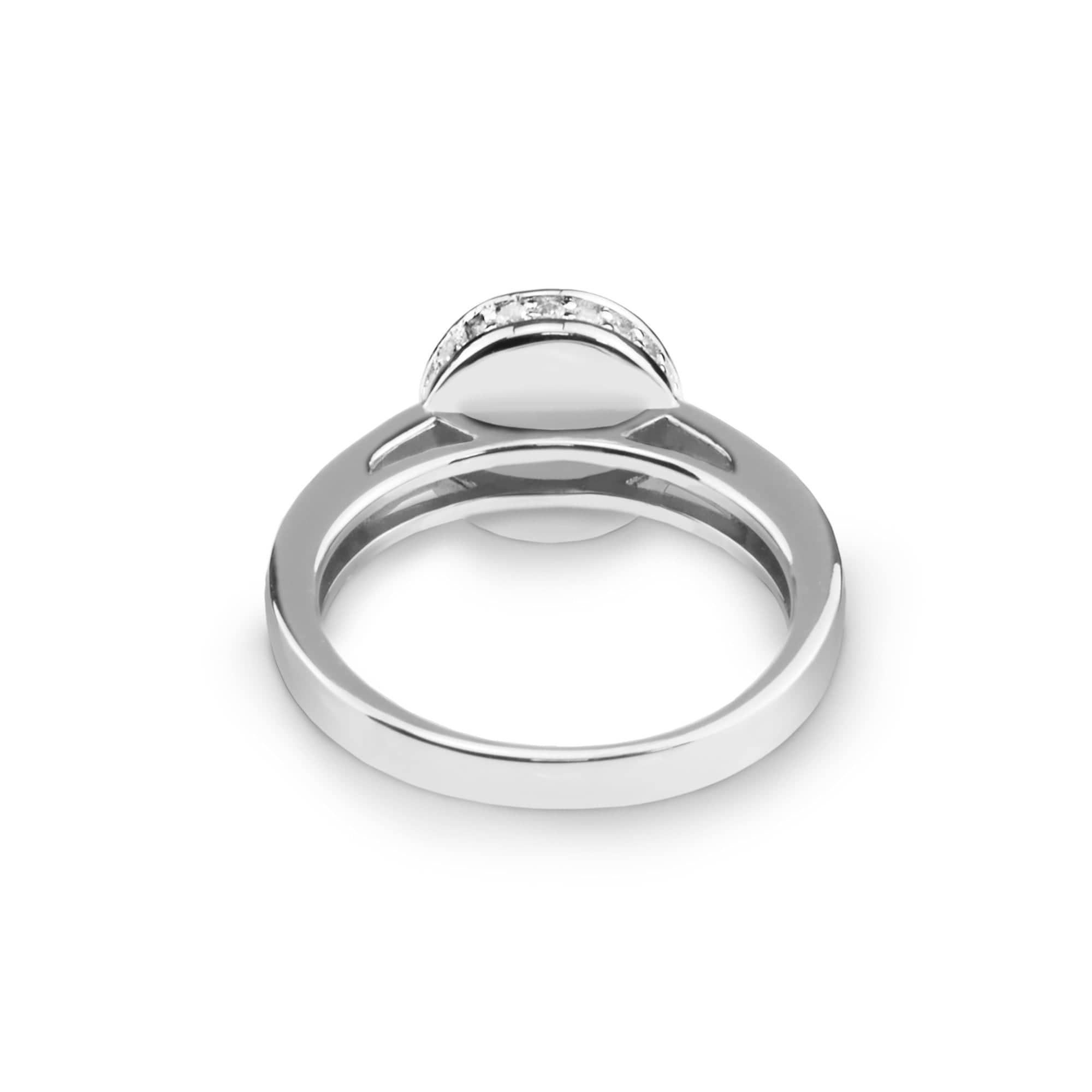 EverWith Ladies Round Halo Memorial Ashes Ring with Fine Crystals