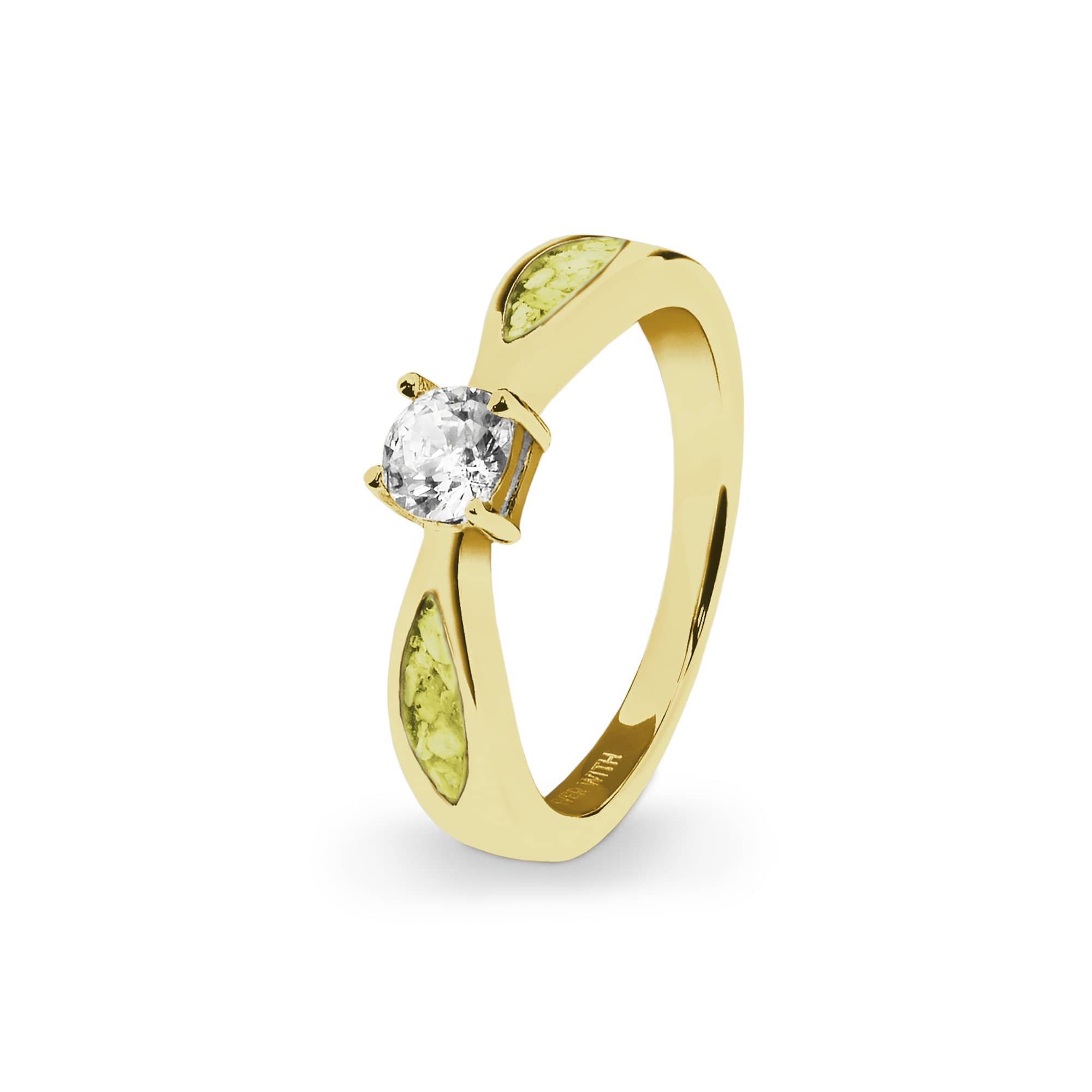 EverWith Ladies Solitaire Memorial Ashes Ring with Fine Crystals 9k Yellow Gold Yellow
