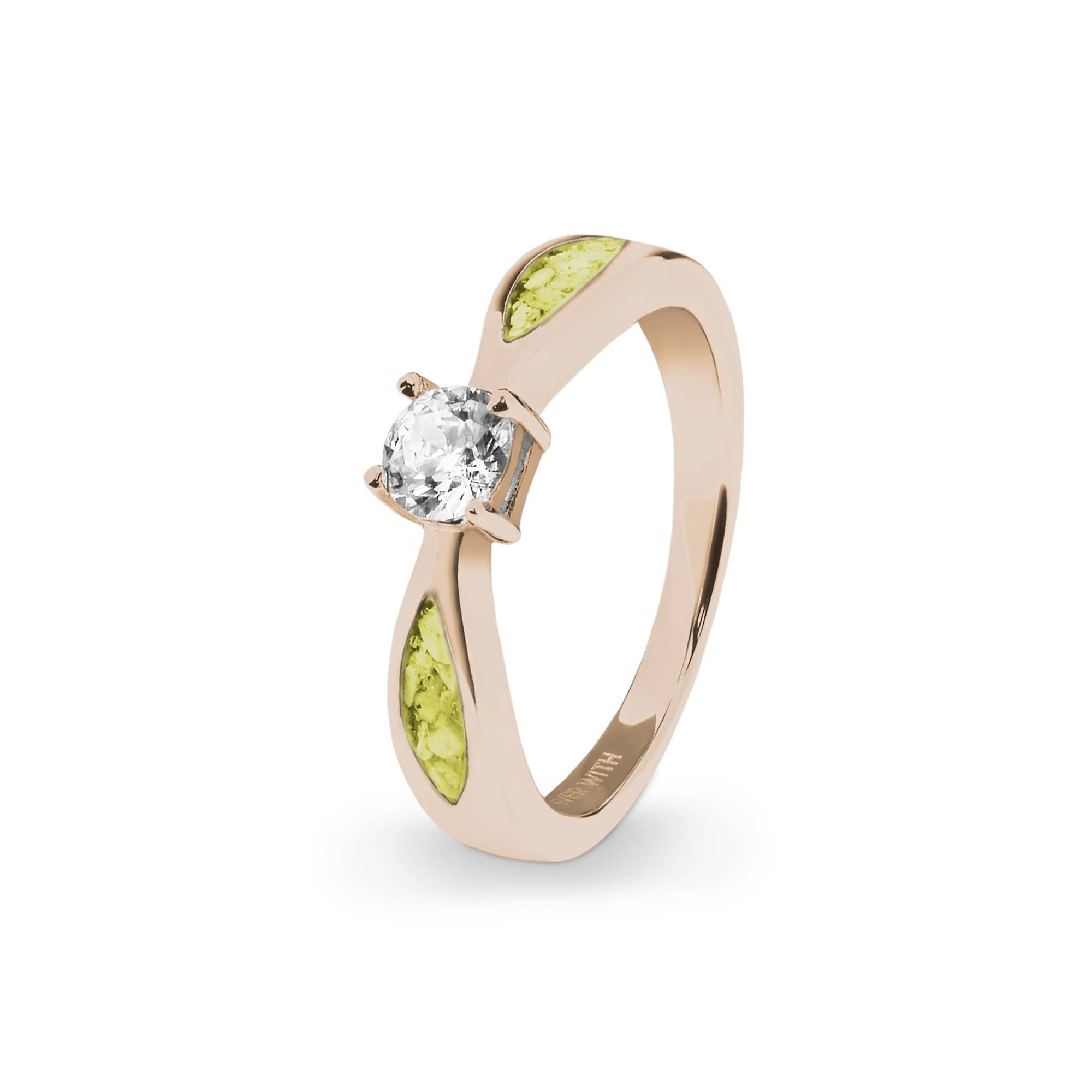 EverWith Ladies Solitaire Memorial Ashes Ring with Fine Crystals 9k Rose Gold Yellow