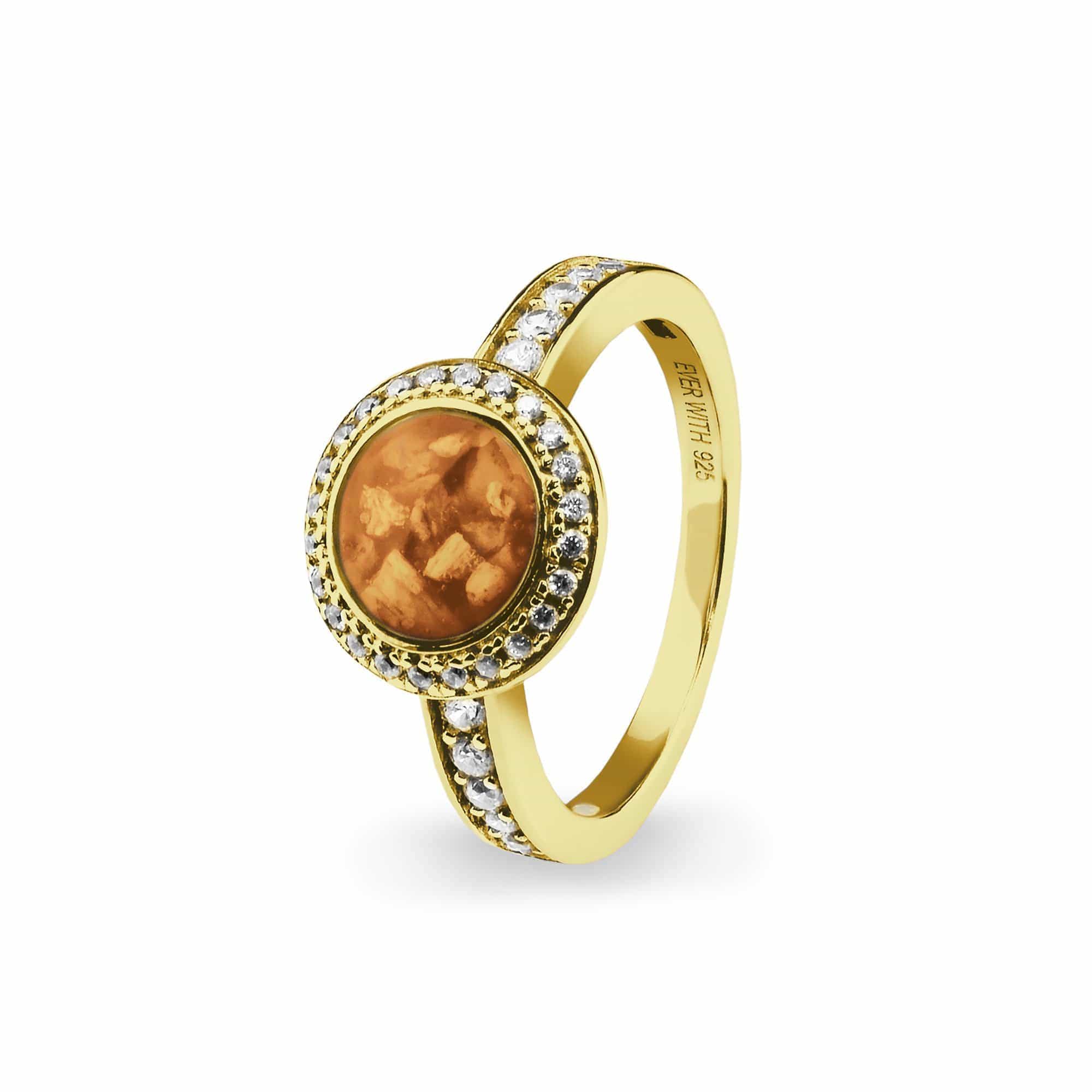EverWith Ladies Radiance Memorial Ashes Ring with Fine Crystals 9k Yellow Gold Orange