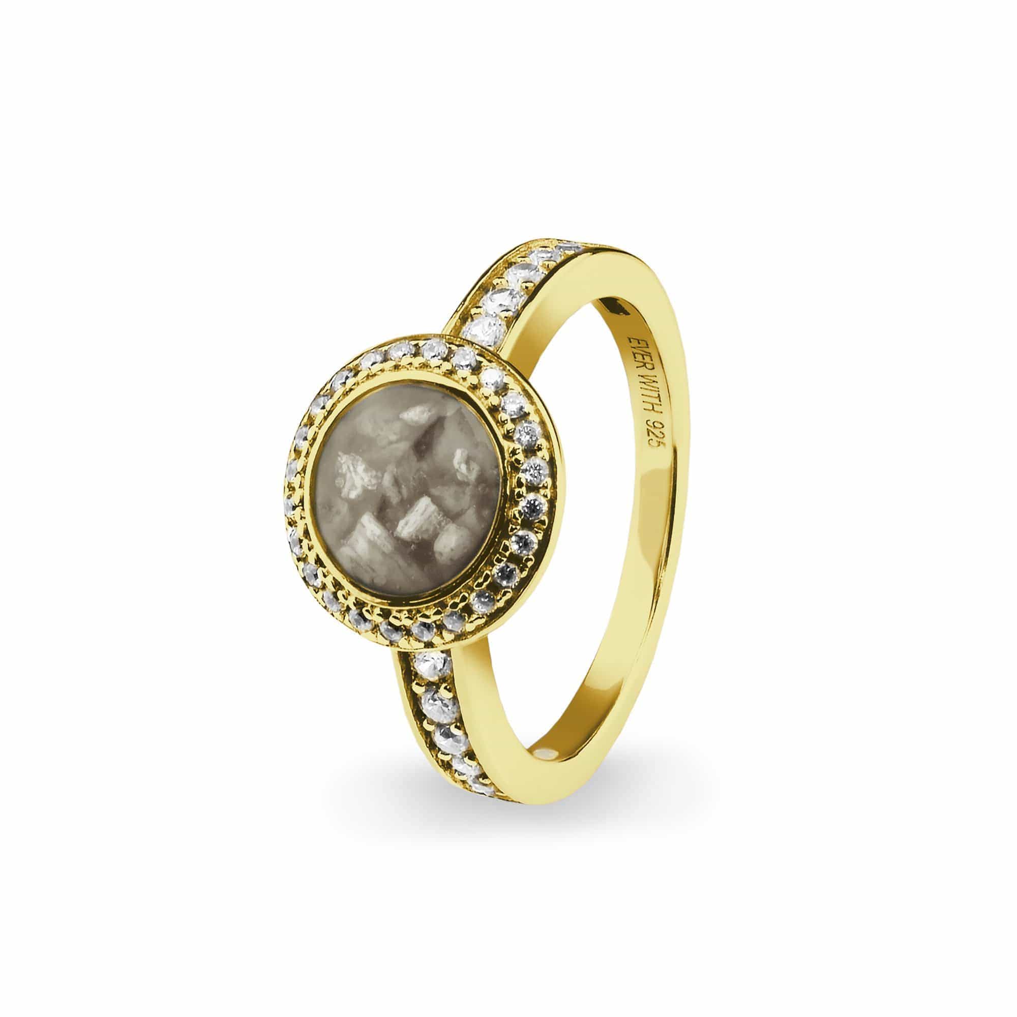 EverWith Ladies Radiance Memorial Ashes Ring with Fine Crystals 9k Yellow Gold Transparent