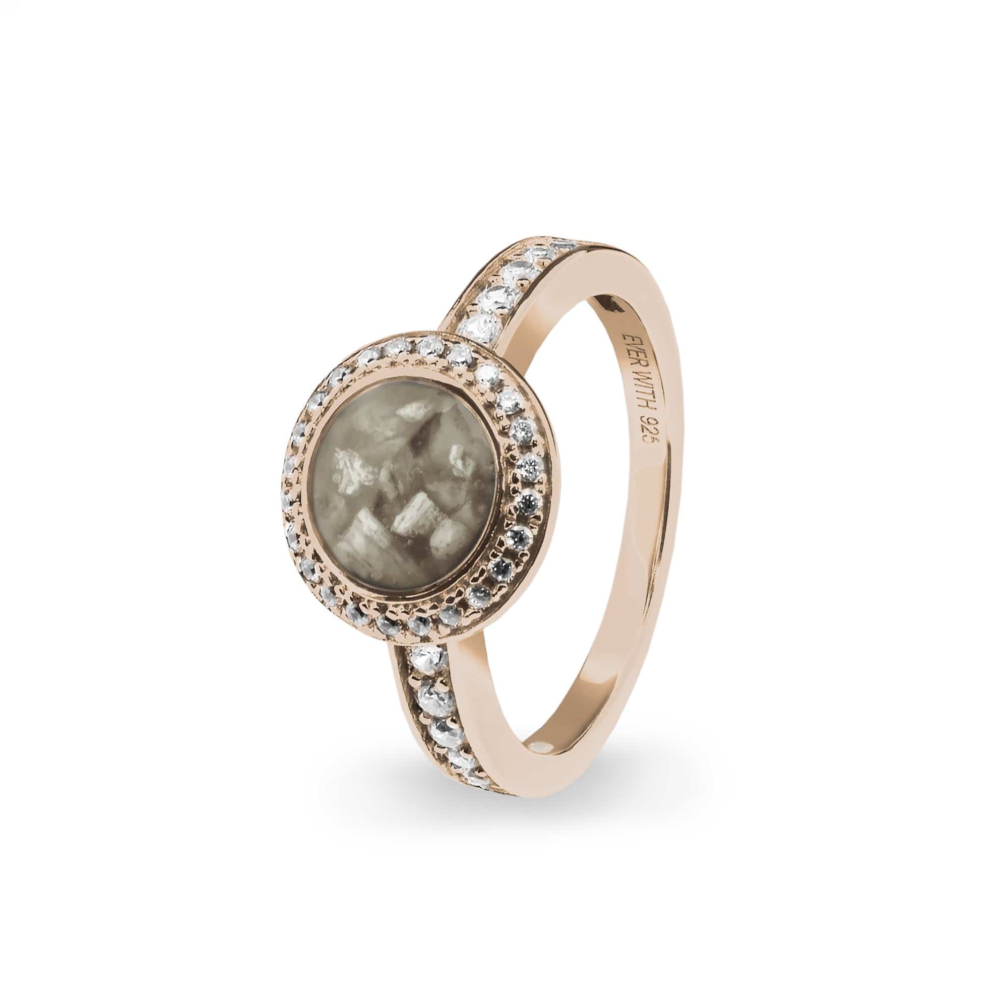 EverWith Ladies Radiance Memorial Ashes Ring with Fine Crystals 9k Rose Gold Transparent