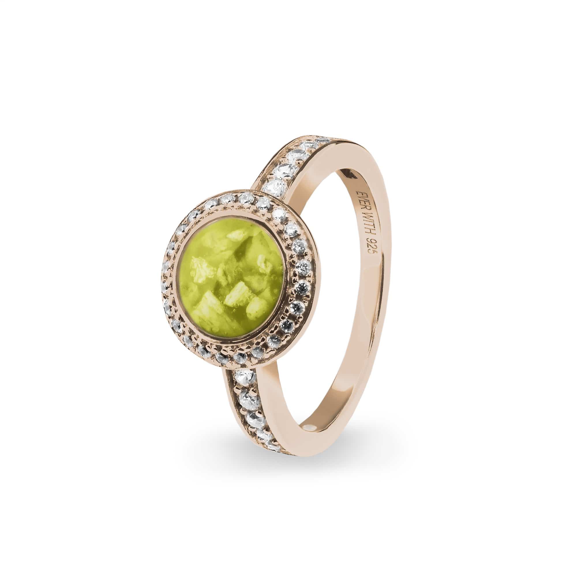EverWith Ladies Radiance Memorial Ashes Ring with Fine Crystals 9k Rose Gold Yellow